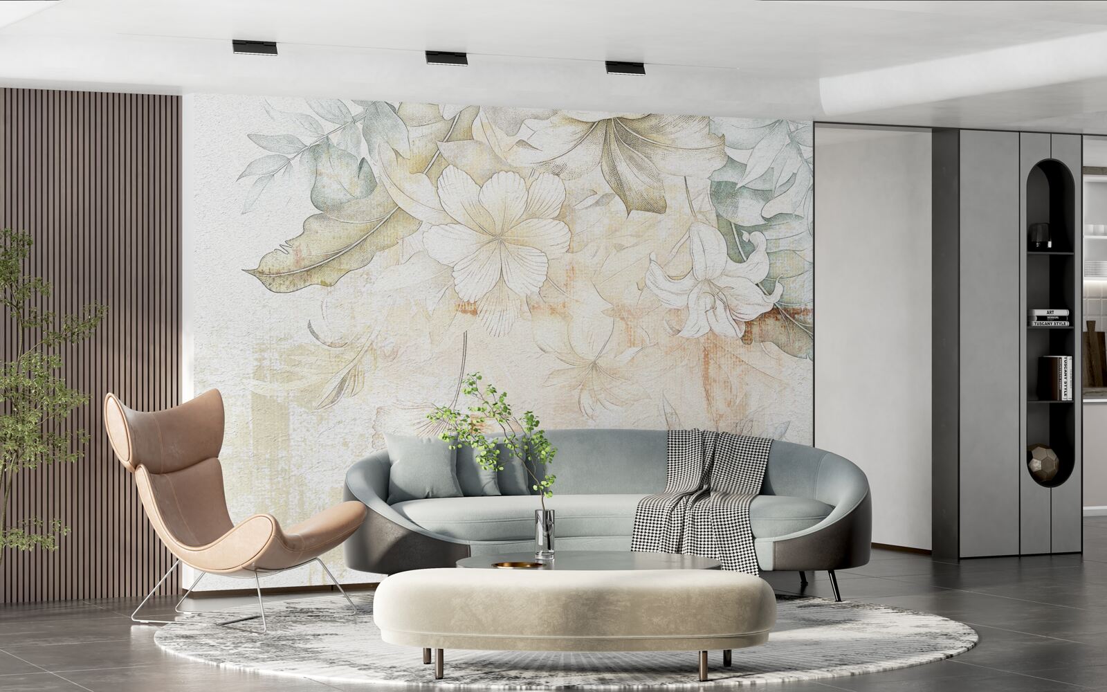 Fotobehang tropische bladeren en bloemen