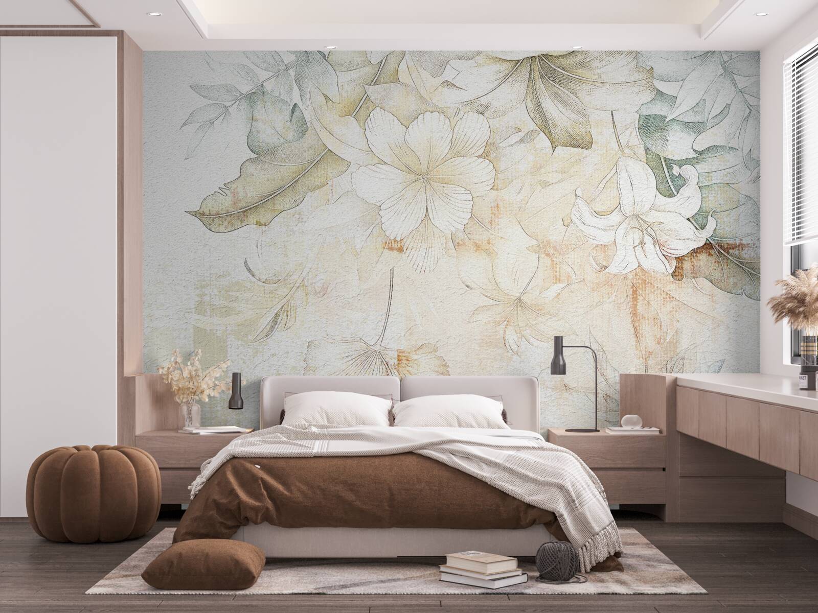 Fotobehang tropische bladeren en bloemen