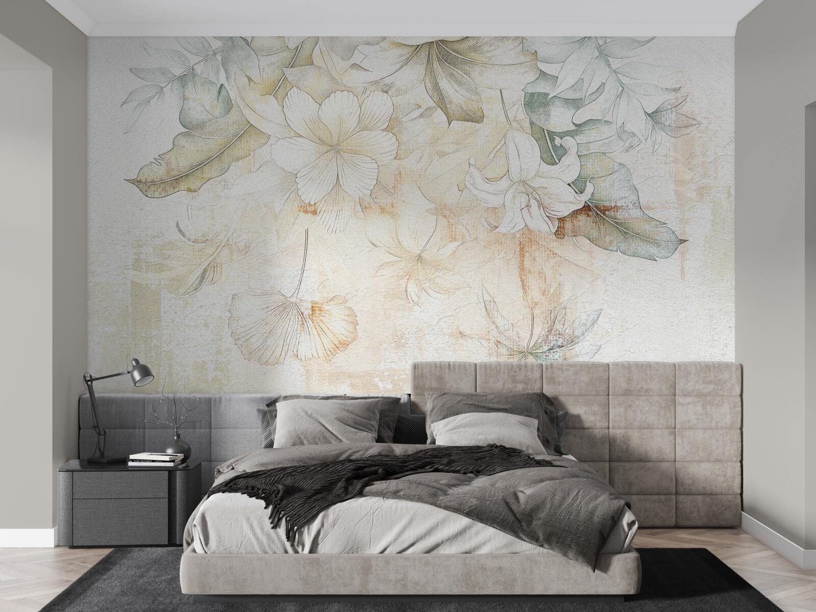 Fotobehang tropische bladeren en bloemen