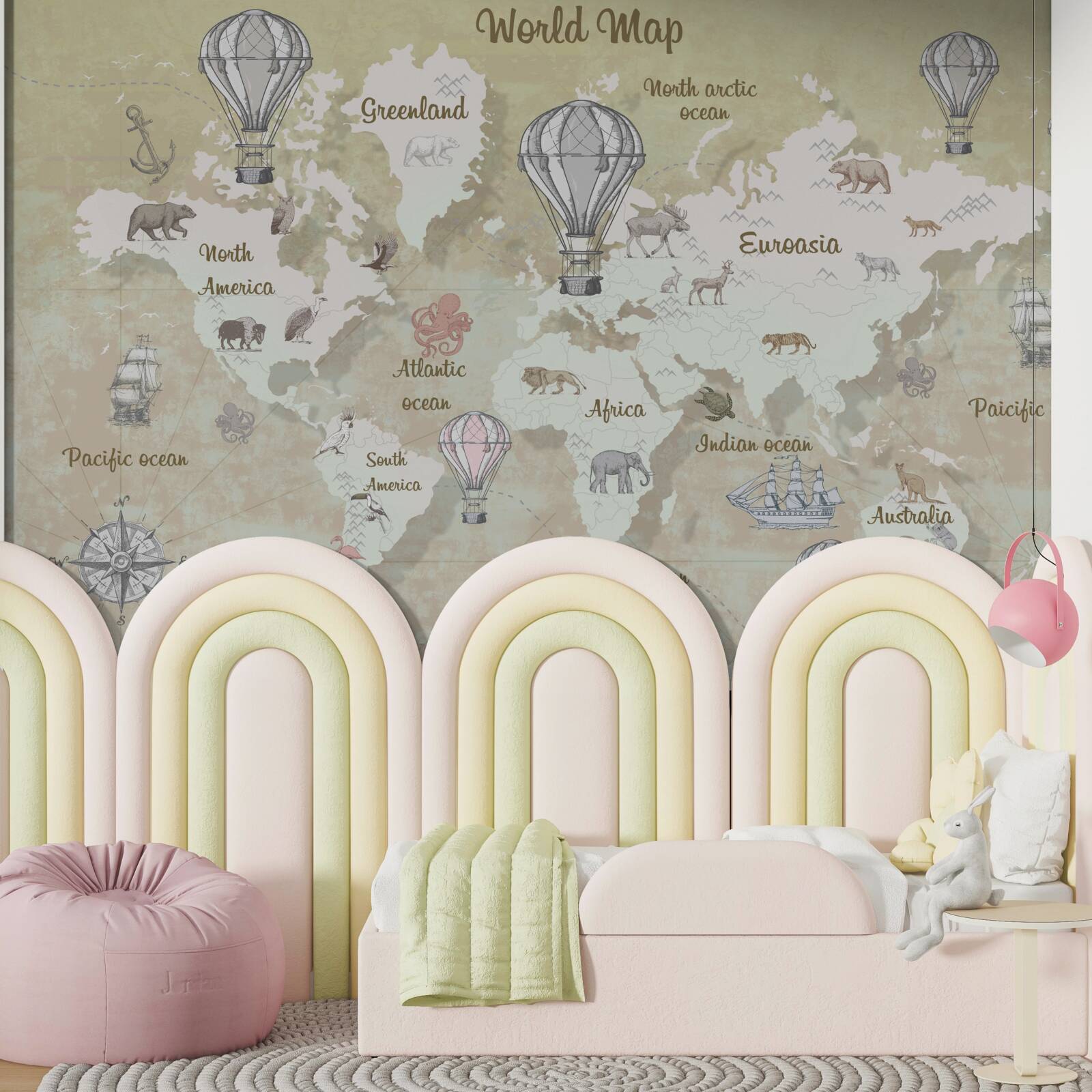 Fotobehang wereldkaart in warme kleuren