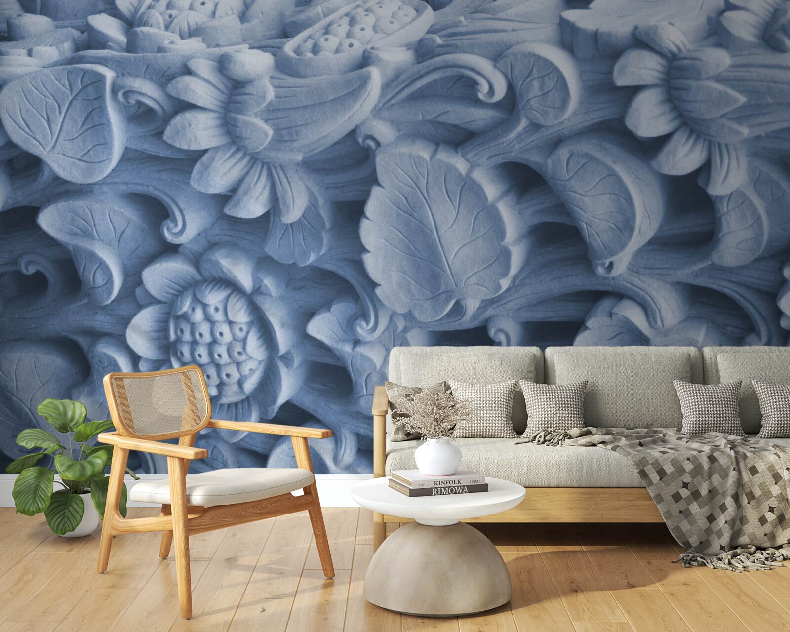 Fotobehang bladstructuur op gips