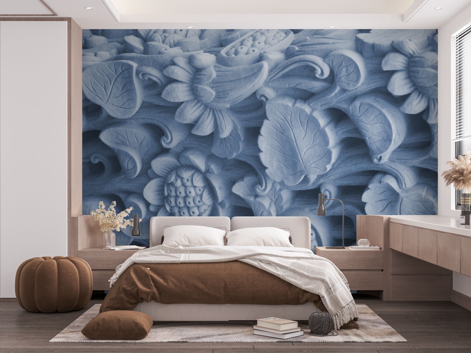 Fotobehang bladstructuur op gips