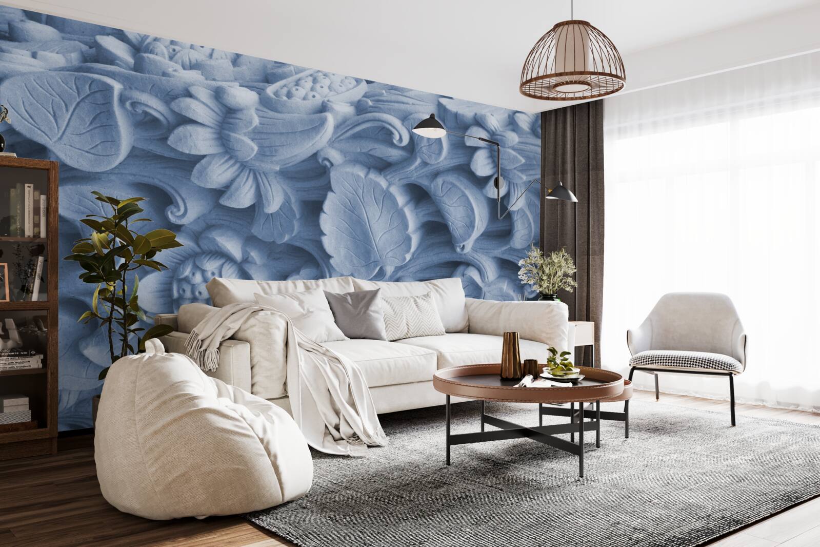 Fotobehang bladstructuur op gips