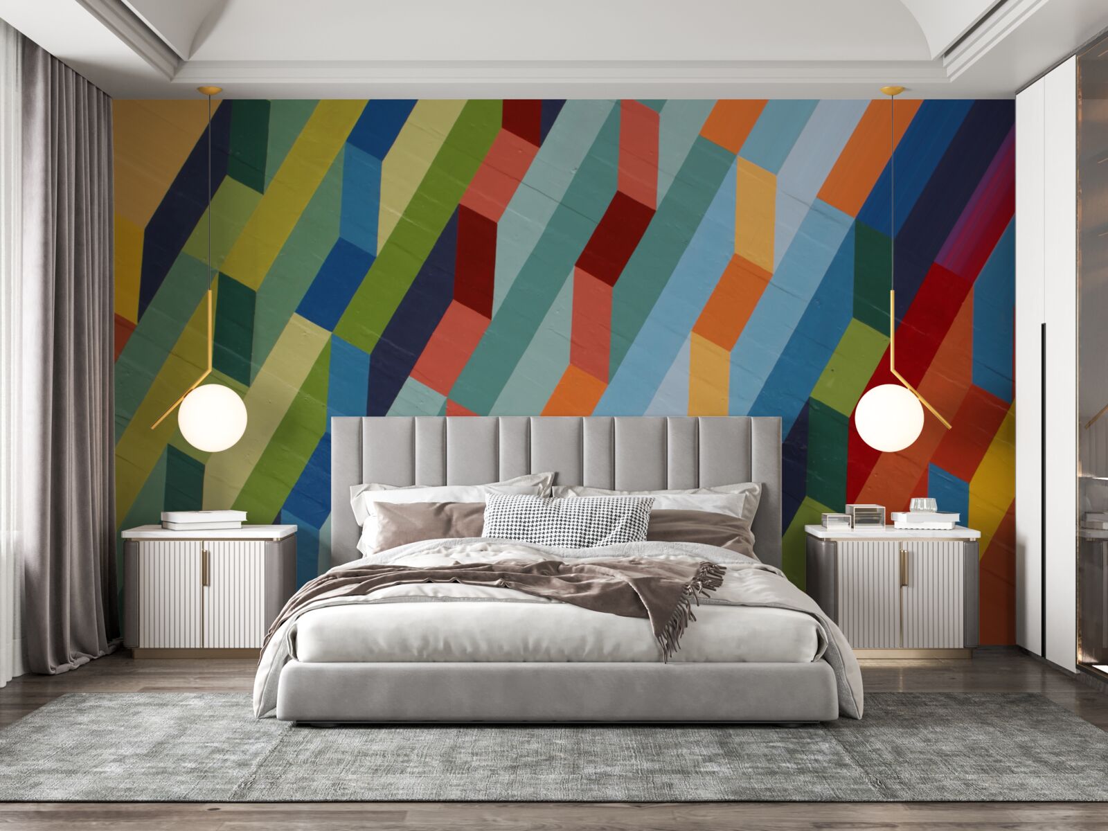 Fotobehang rechthoekige vormen in rijke kleuren