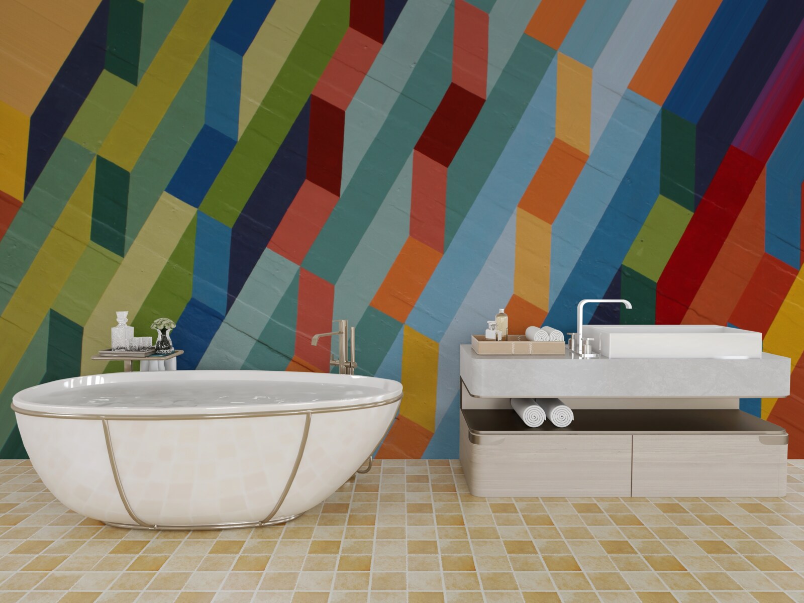 Fotobehang rechthoekige vormen in rijke kleuren