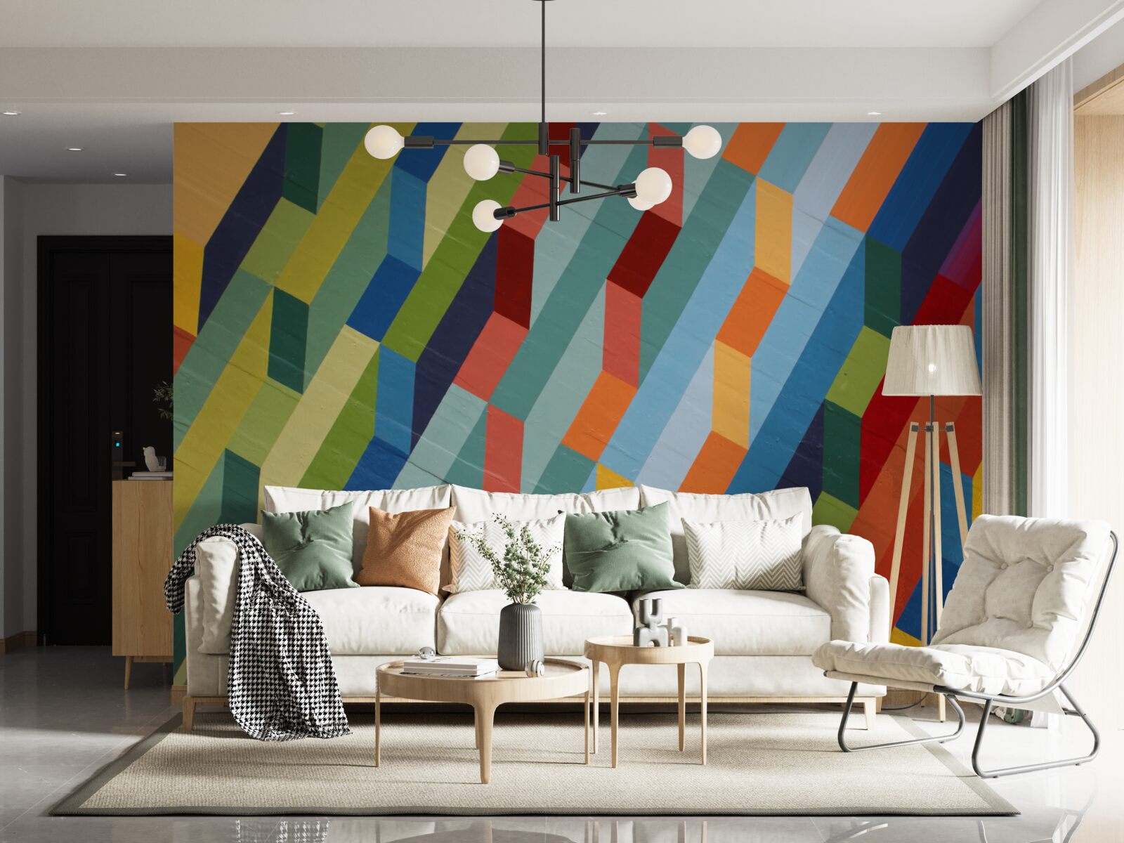 Fotobehang rechthoekige vormen in rijke kleuren