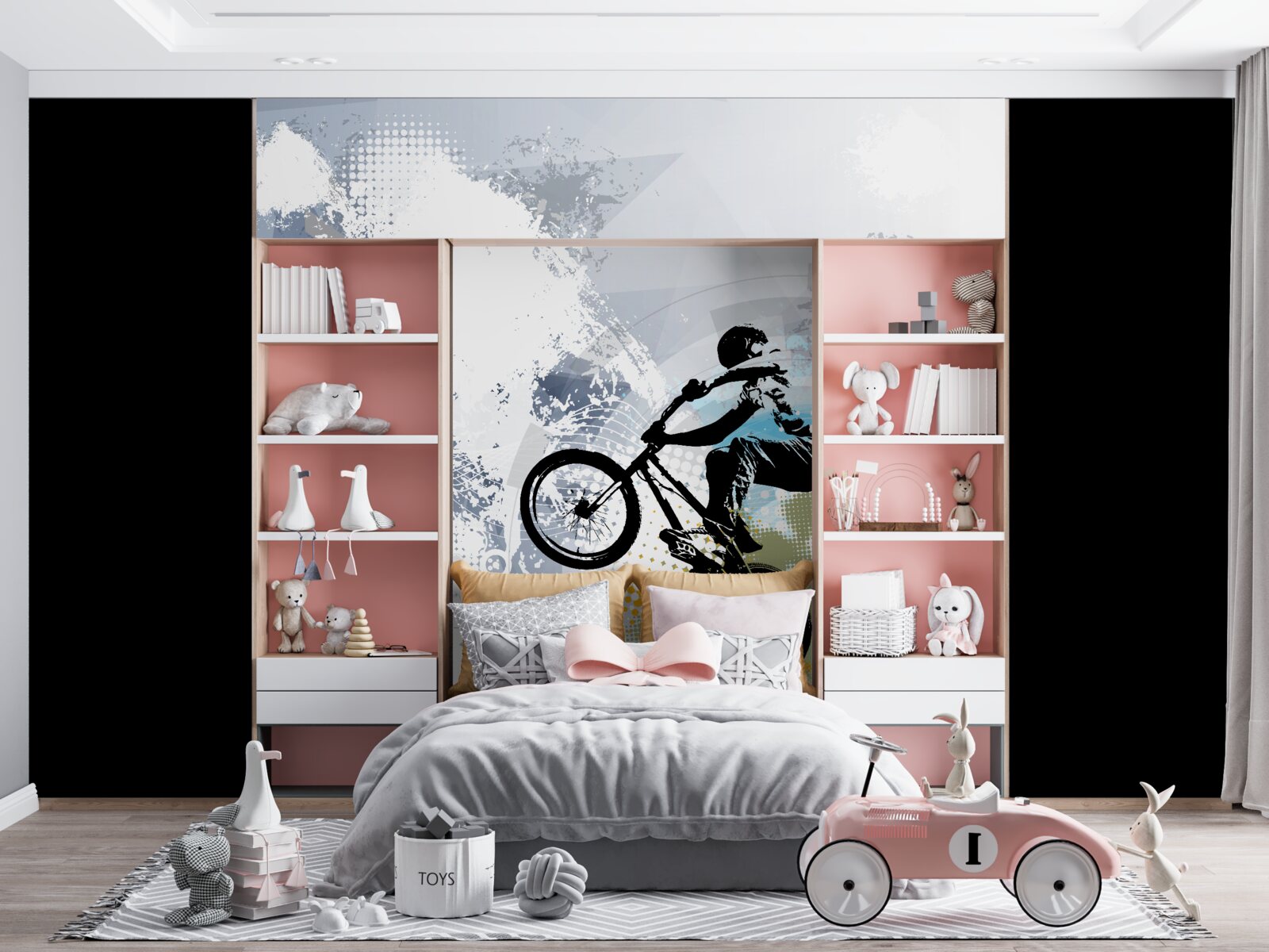 Fotobehang motorrijder graffiti