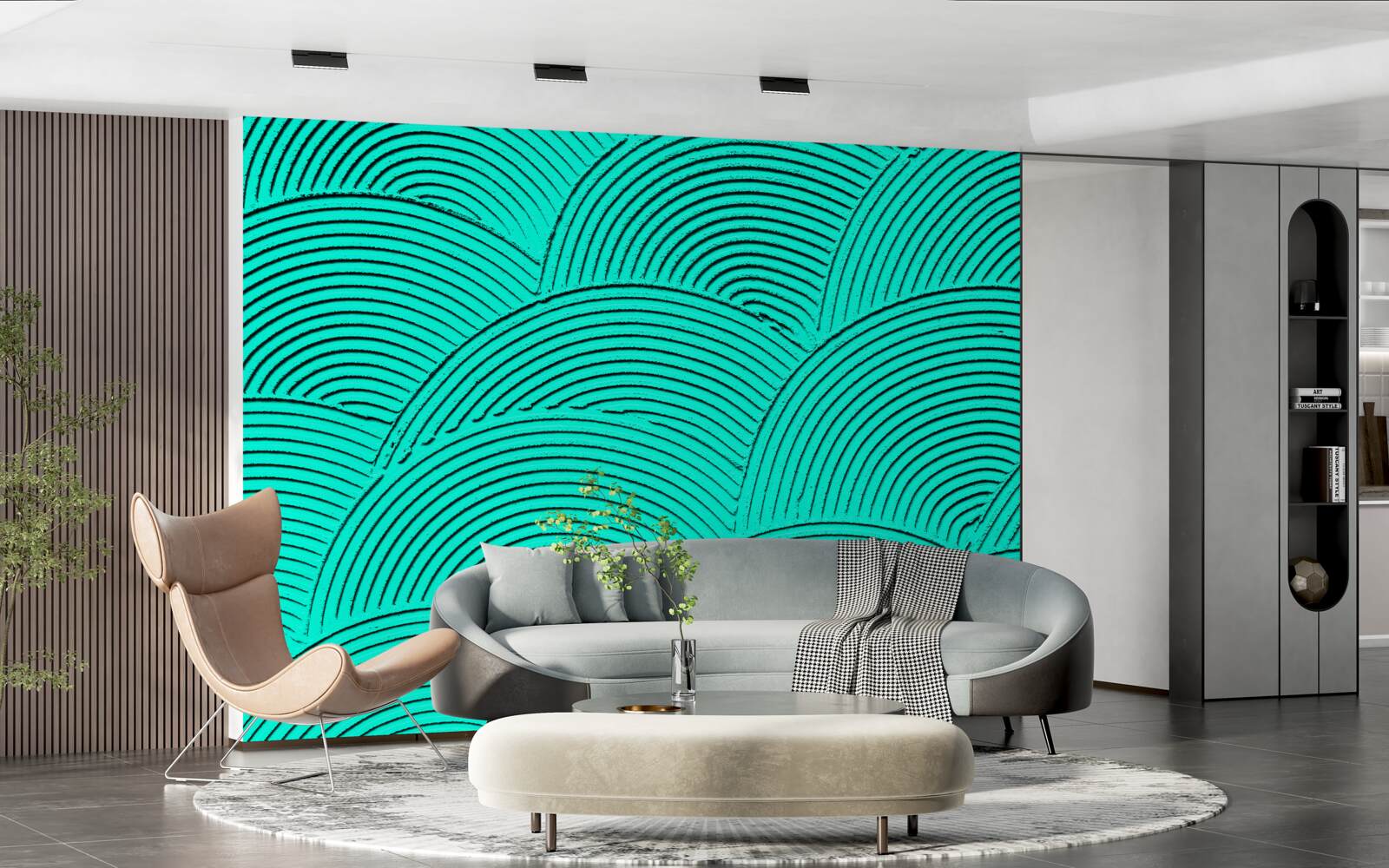 Fotobehang heldere halve cirkels met een abstract uiterlijk