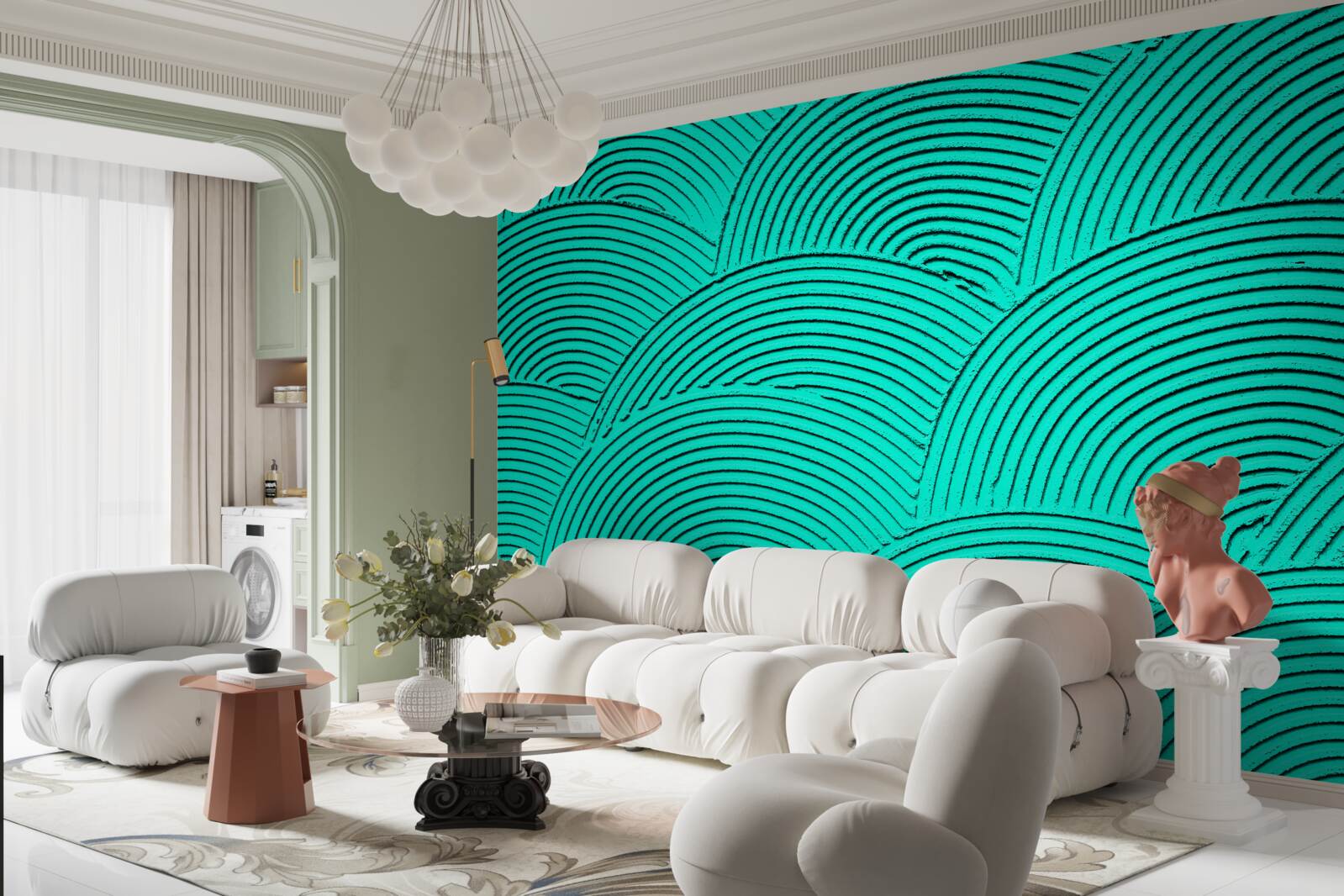 Fotobehang heldere halve cirkels met een abstract uiterlijk