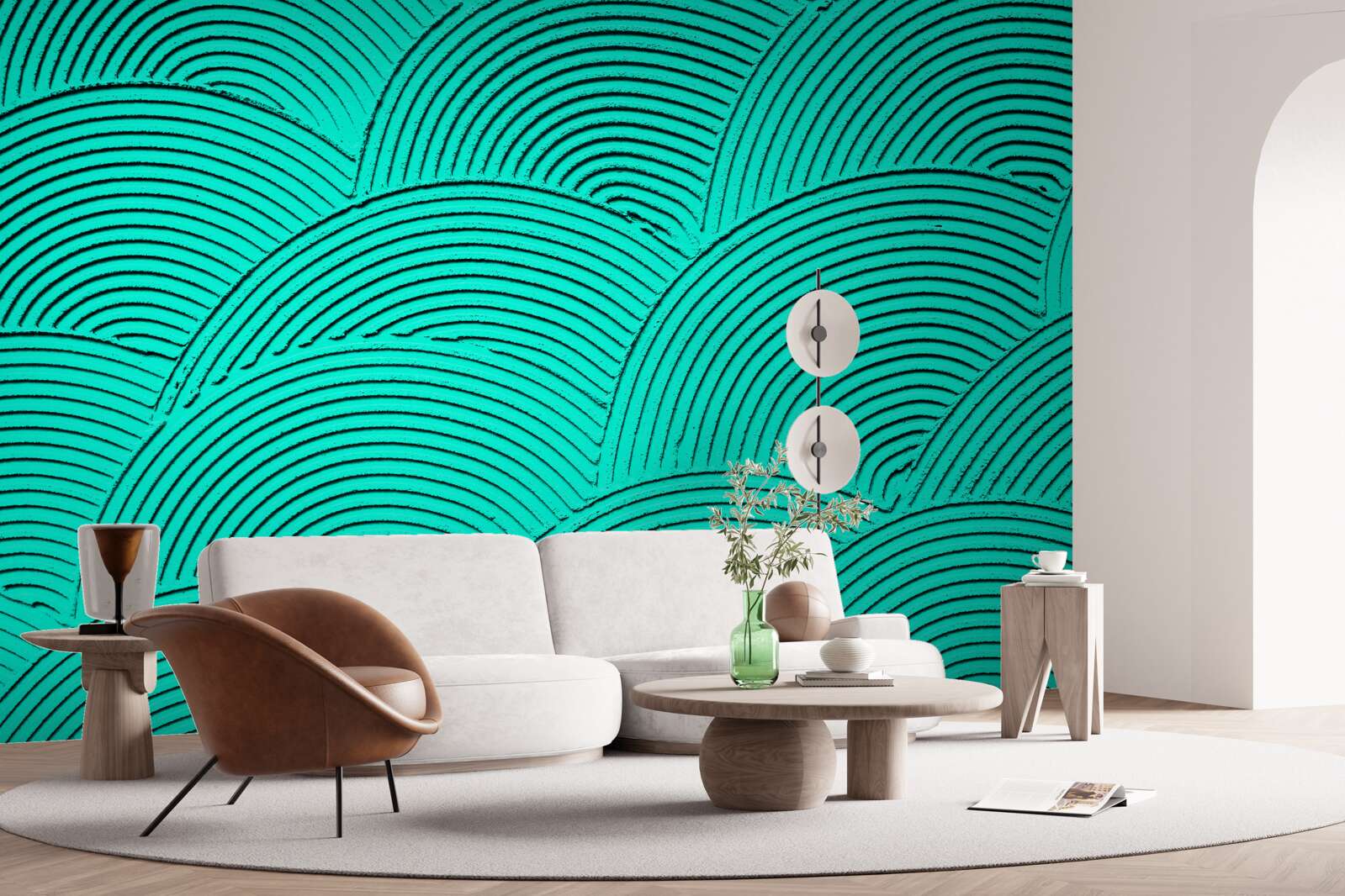 Fotobehang heldere halve cirkels met een abstract uiterlijk