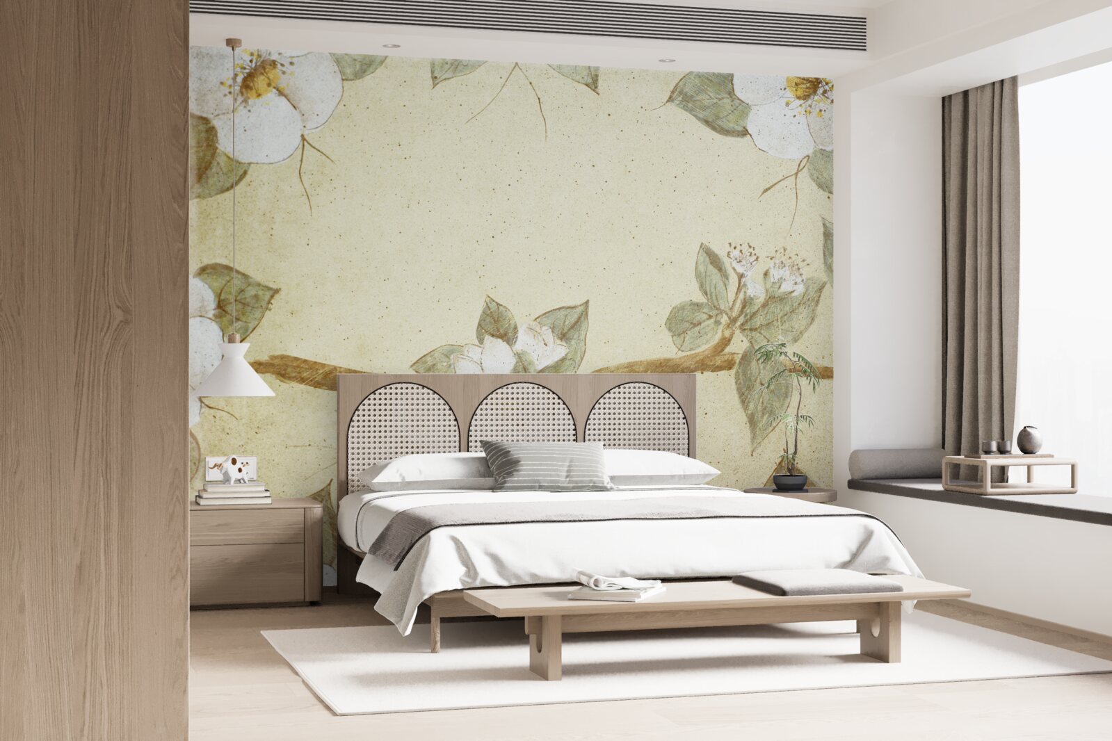 Fotobehang bloemen bloeien aan de takken