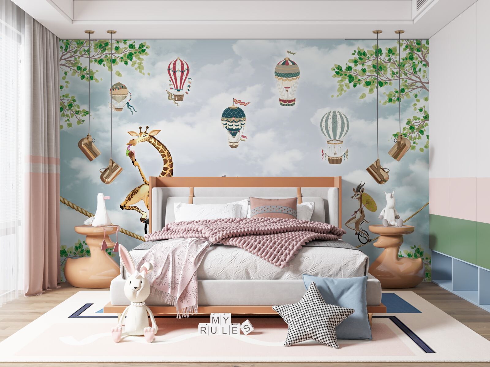 Fotobehang acrobaten op een koord