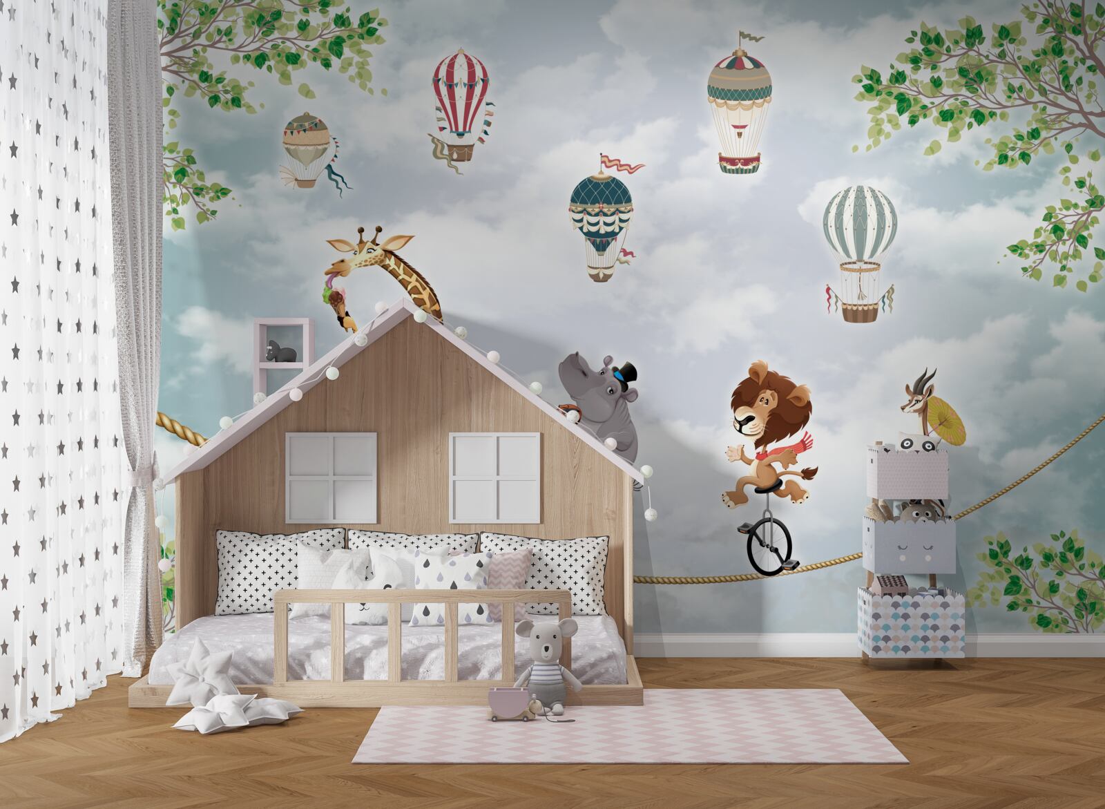 Fotobehang acrobaten op een koord