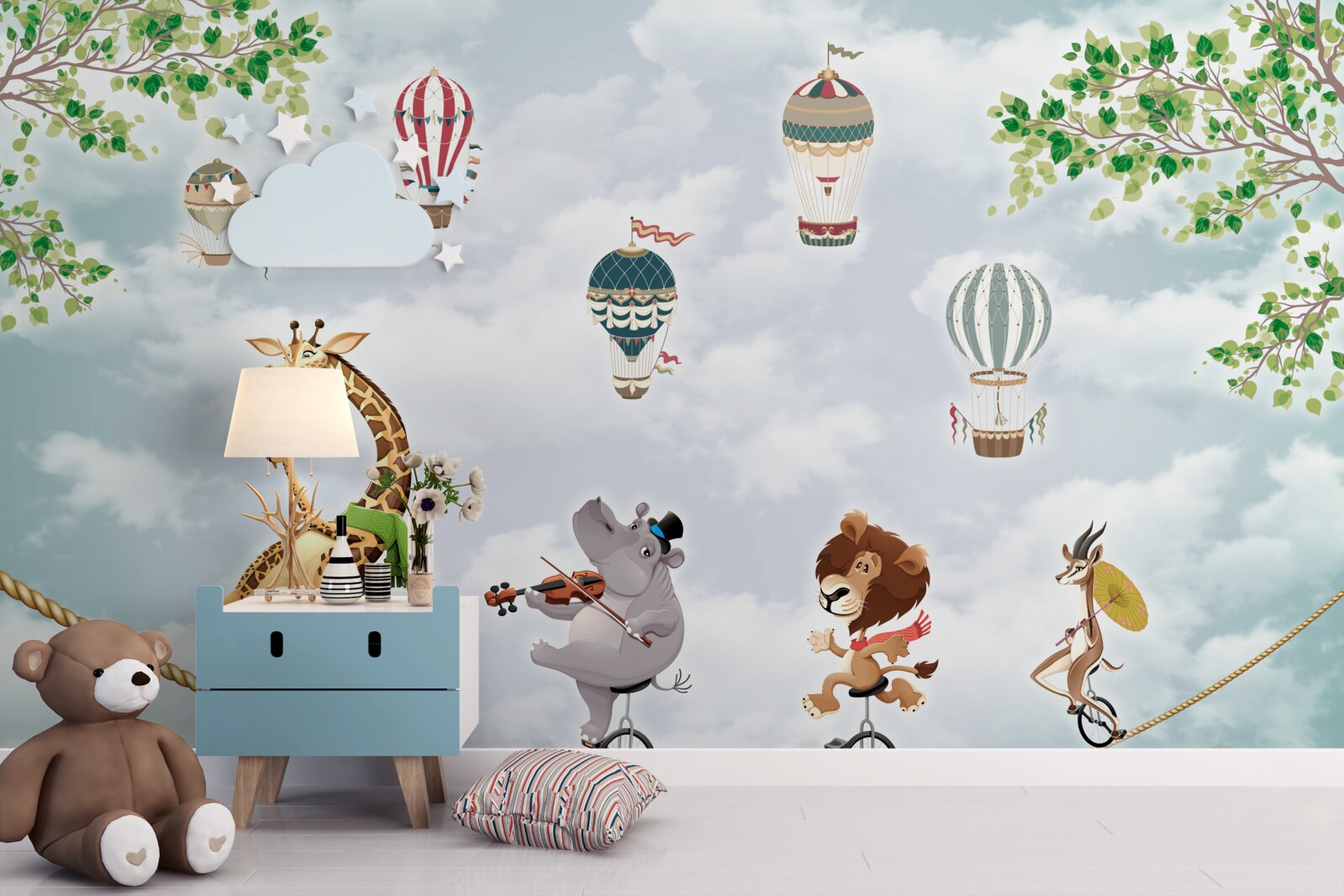 Fotobehang acrobaten op een koord