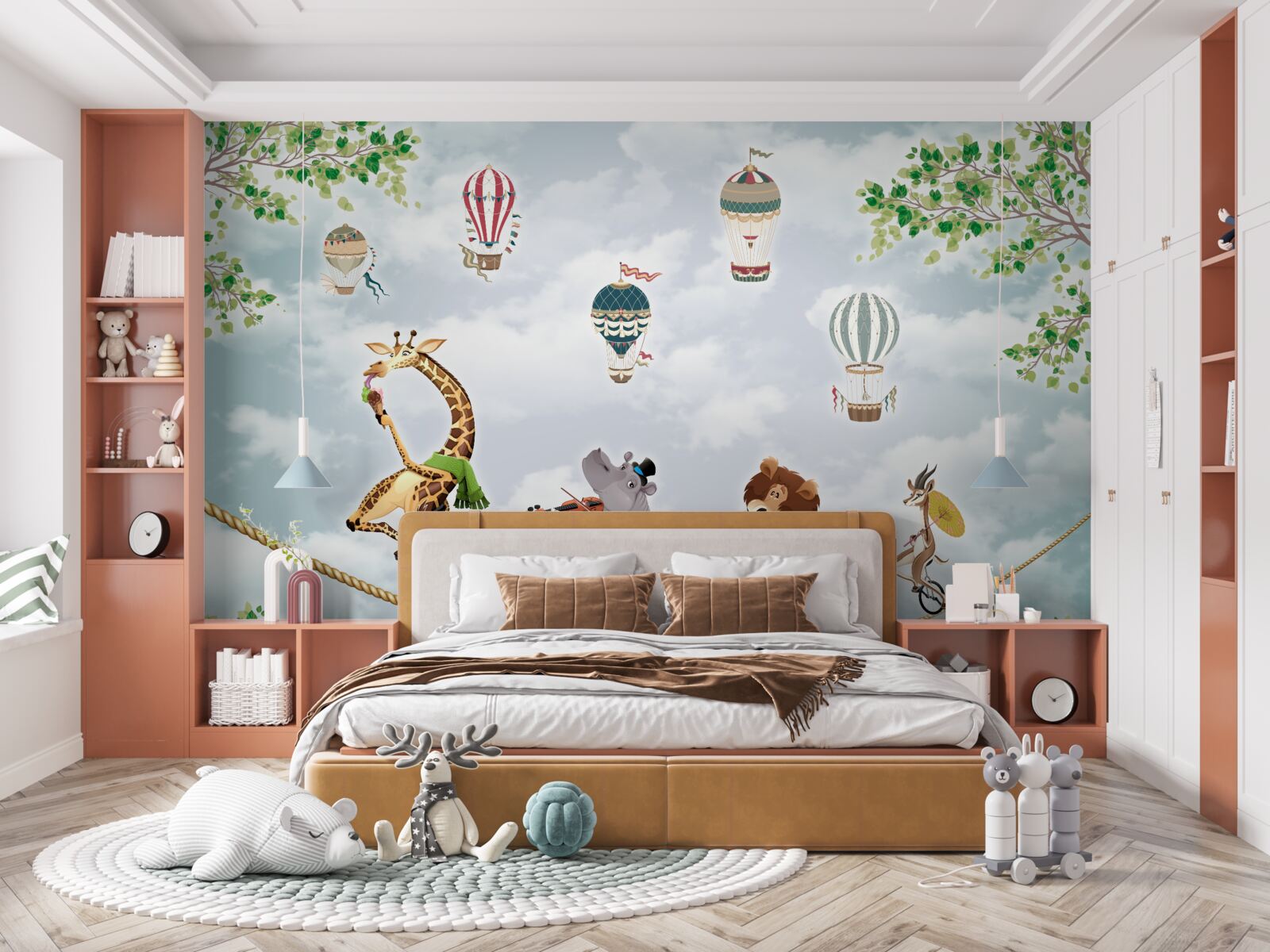 Fotobehang acrobaten op een koord