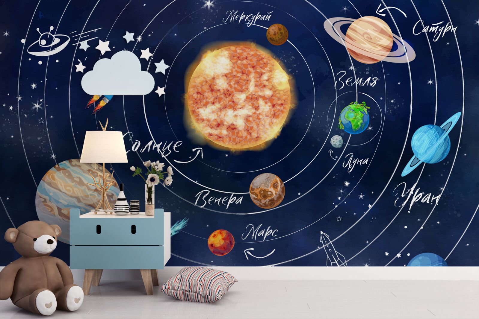 Fotobehang planeten en hemellichamen in de ruimte