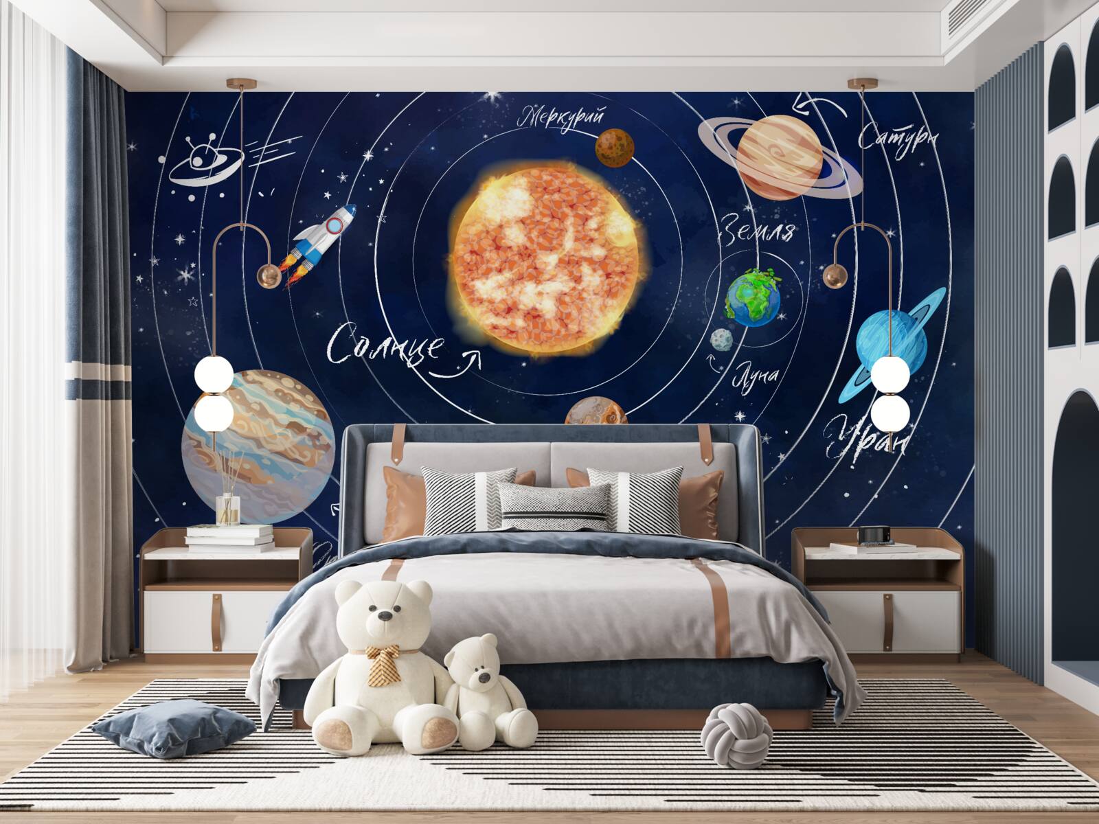 Fotobehang planeten en hemellichamen in de ruimte