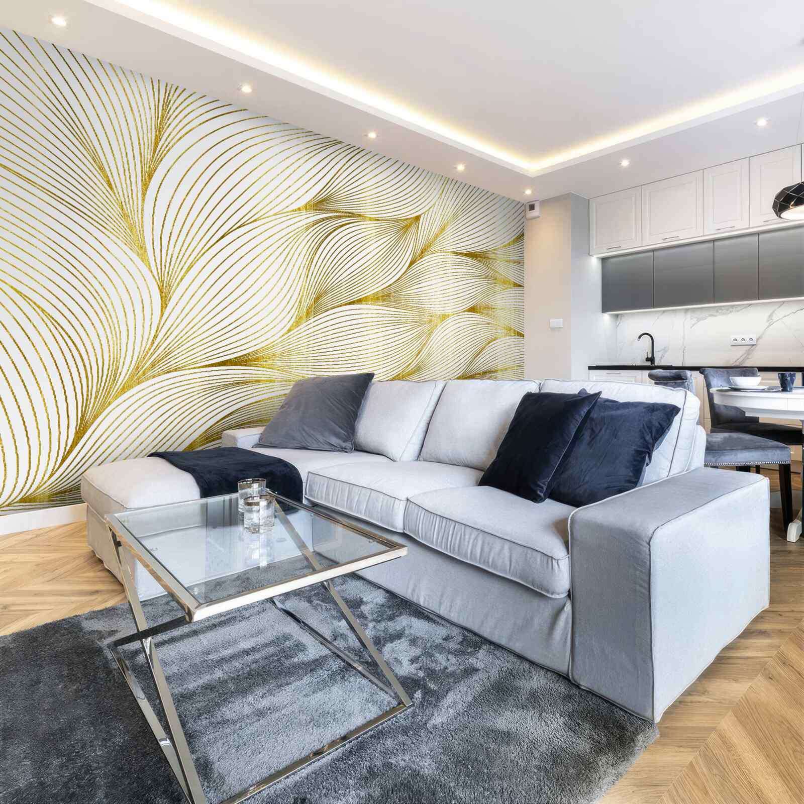 Fotobehang de bladeren hebben een warme gouden tint