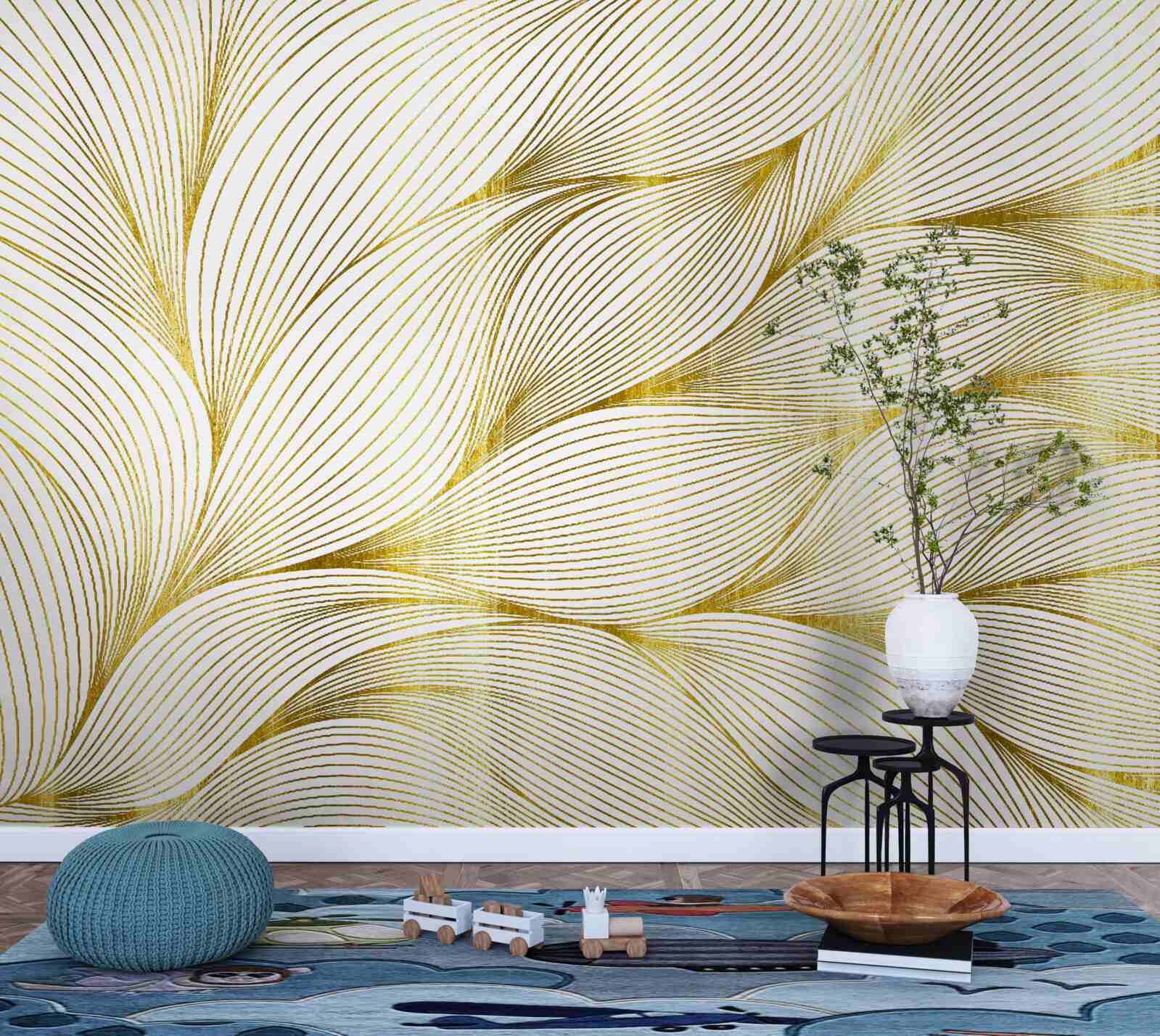 Fotobehang de bladeren hebben een warme gouden tint