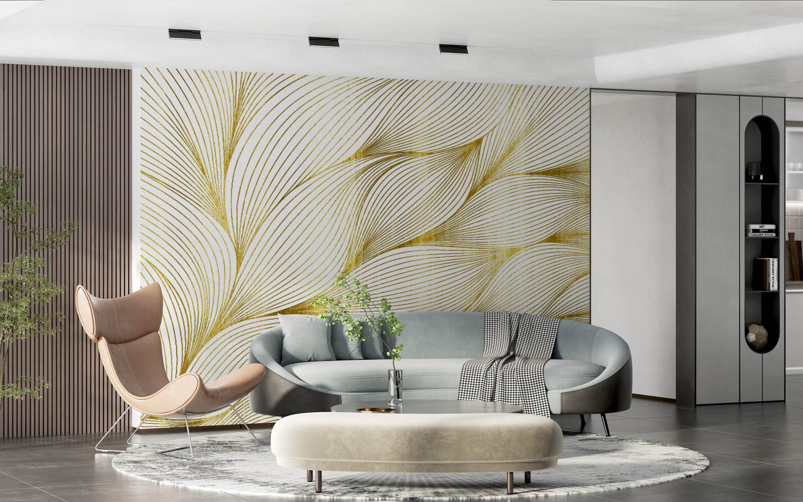 Fotobehang de bladeren hebben een warme gouden tint