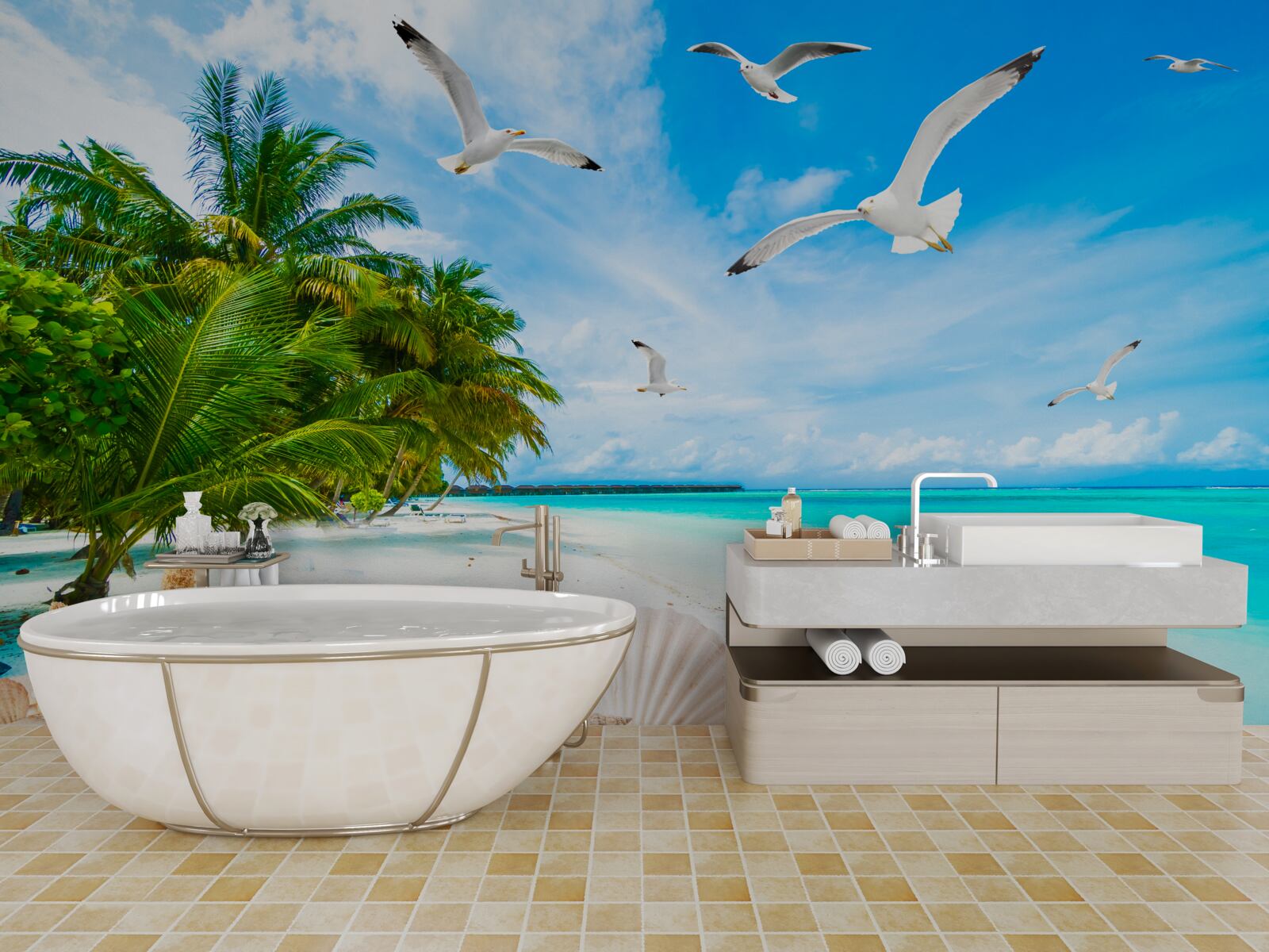 Fotobehang kalme tropische kust