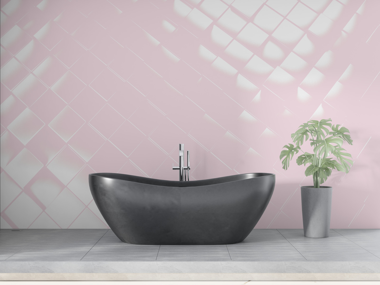 Fotobehang Geometrie in witte en roze tinten