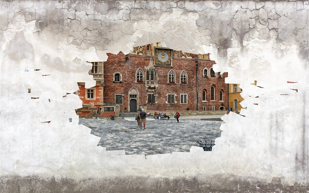 Fotobehang een straat in een klein rustig stadje