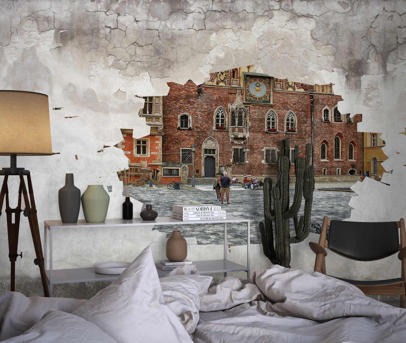 Fotobehang een straat in een klein rustig stadje