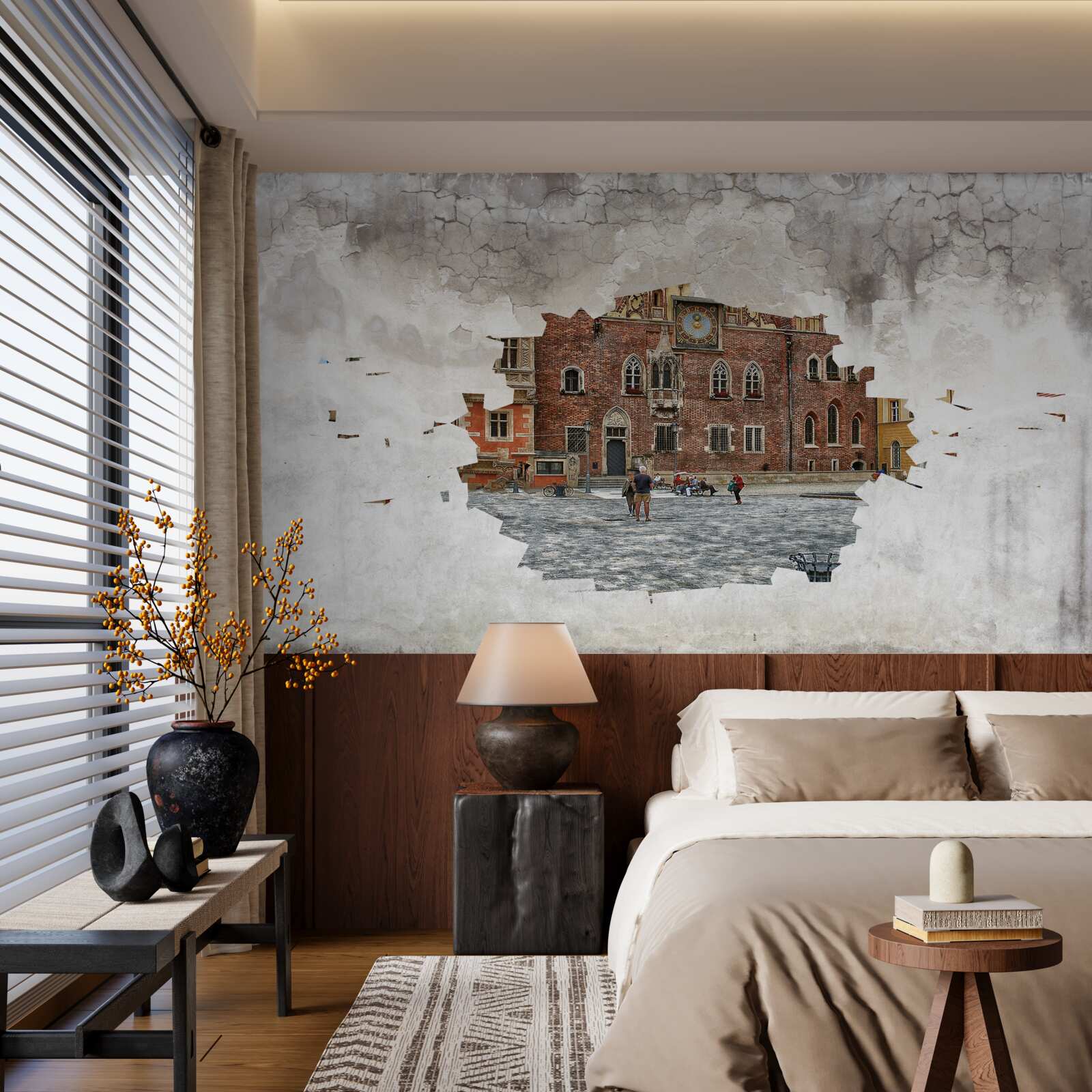 Fotobehang een straat in een klein rustig stadje