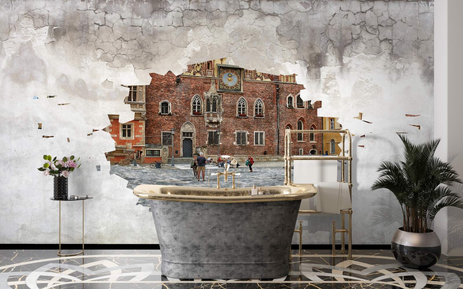 Fotobehang een straat in een klein rustig stadje