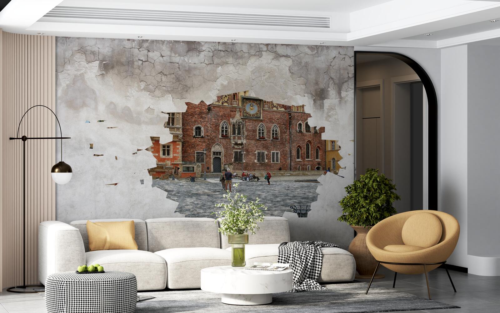 Fotobehang een straat in een klein rustig stadje