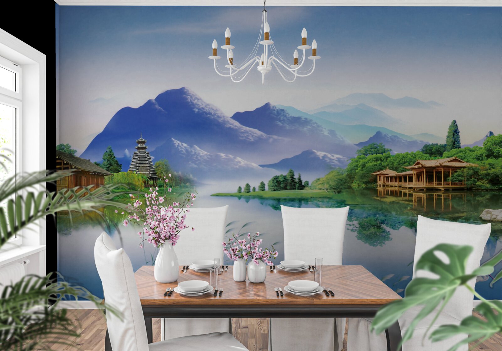 Fotobehang bergmeer in het zomerlandschap