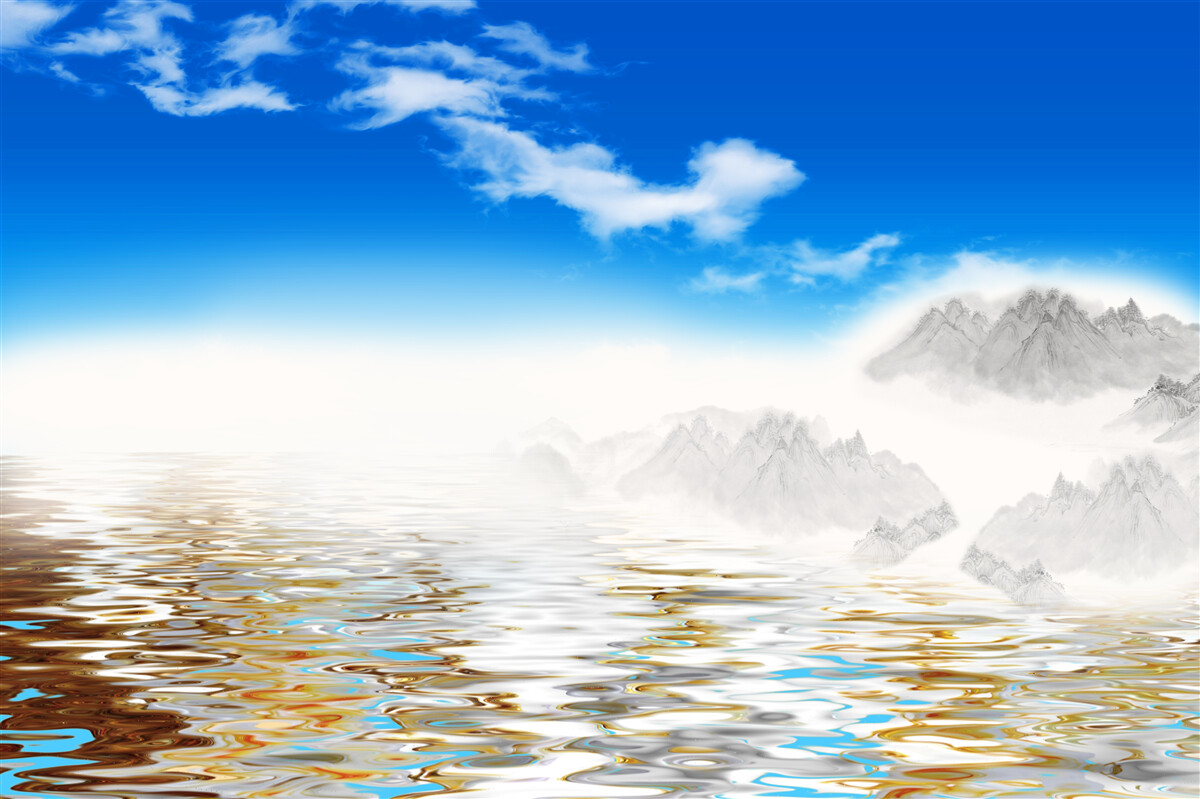 Fotobehang stil water onder de bergen