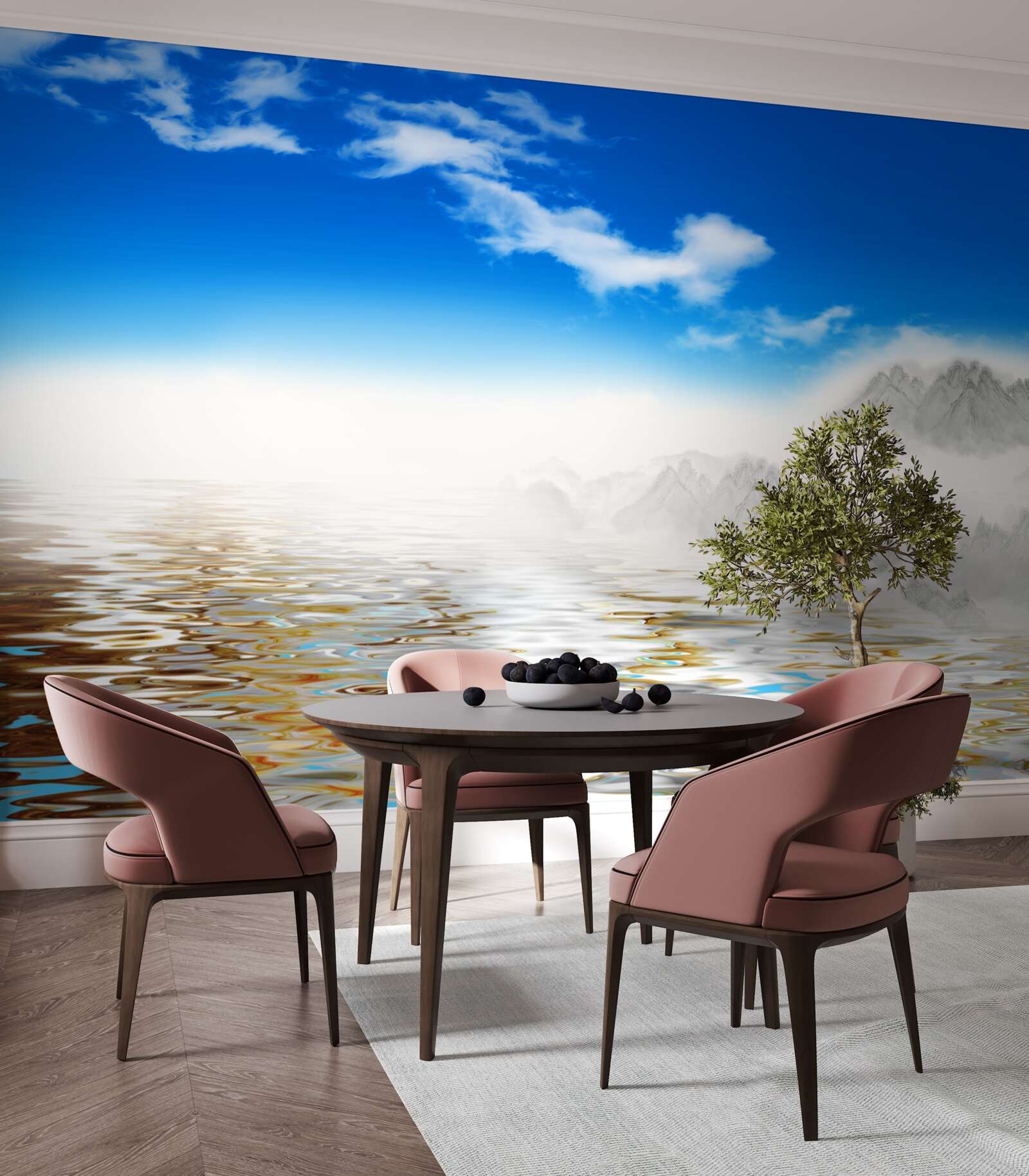 Fotobehang stil water onder de bergen