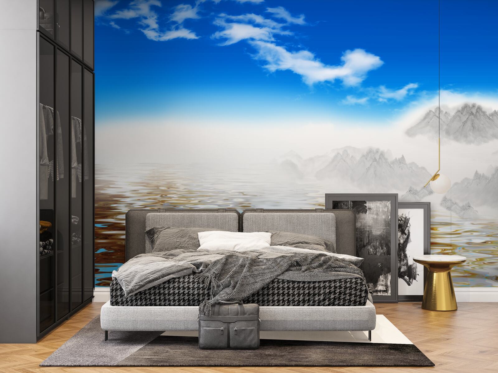 Fotobehang stil water onder de bergen