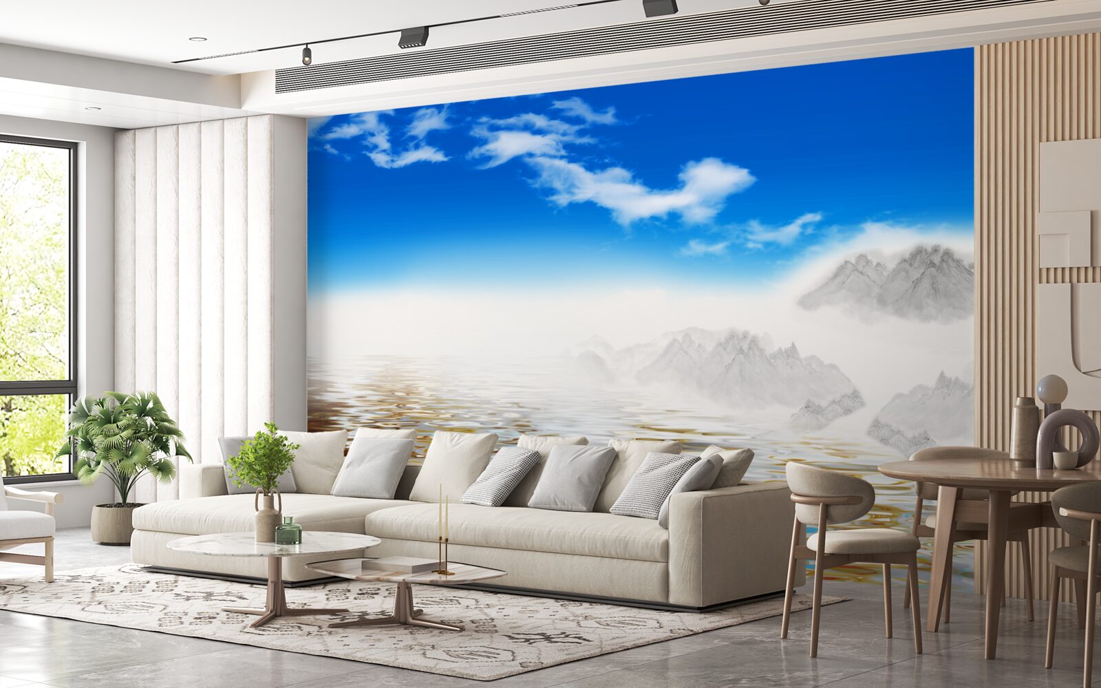 Fotobehang stil water onder de bergen