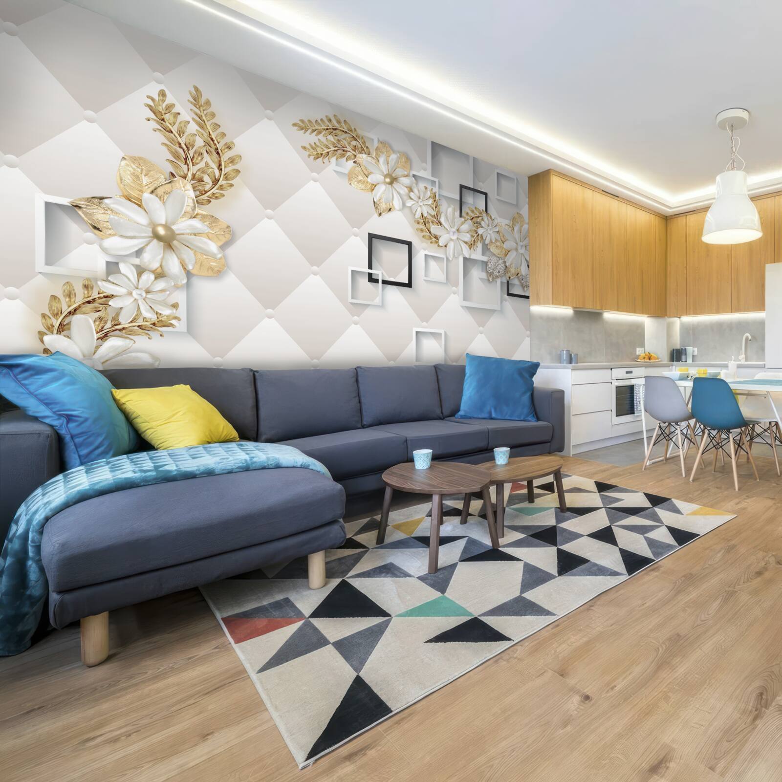 Fotobehang vierkante bloemstukken