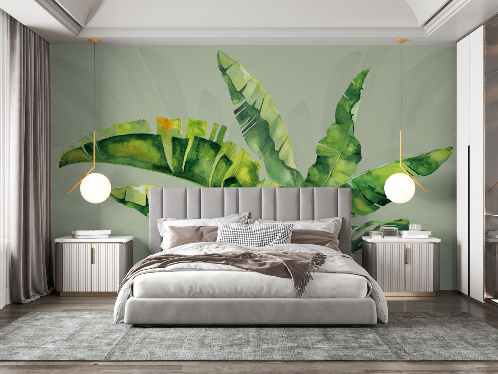 Fotobehang monstera en groene varen
