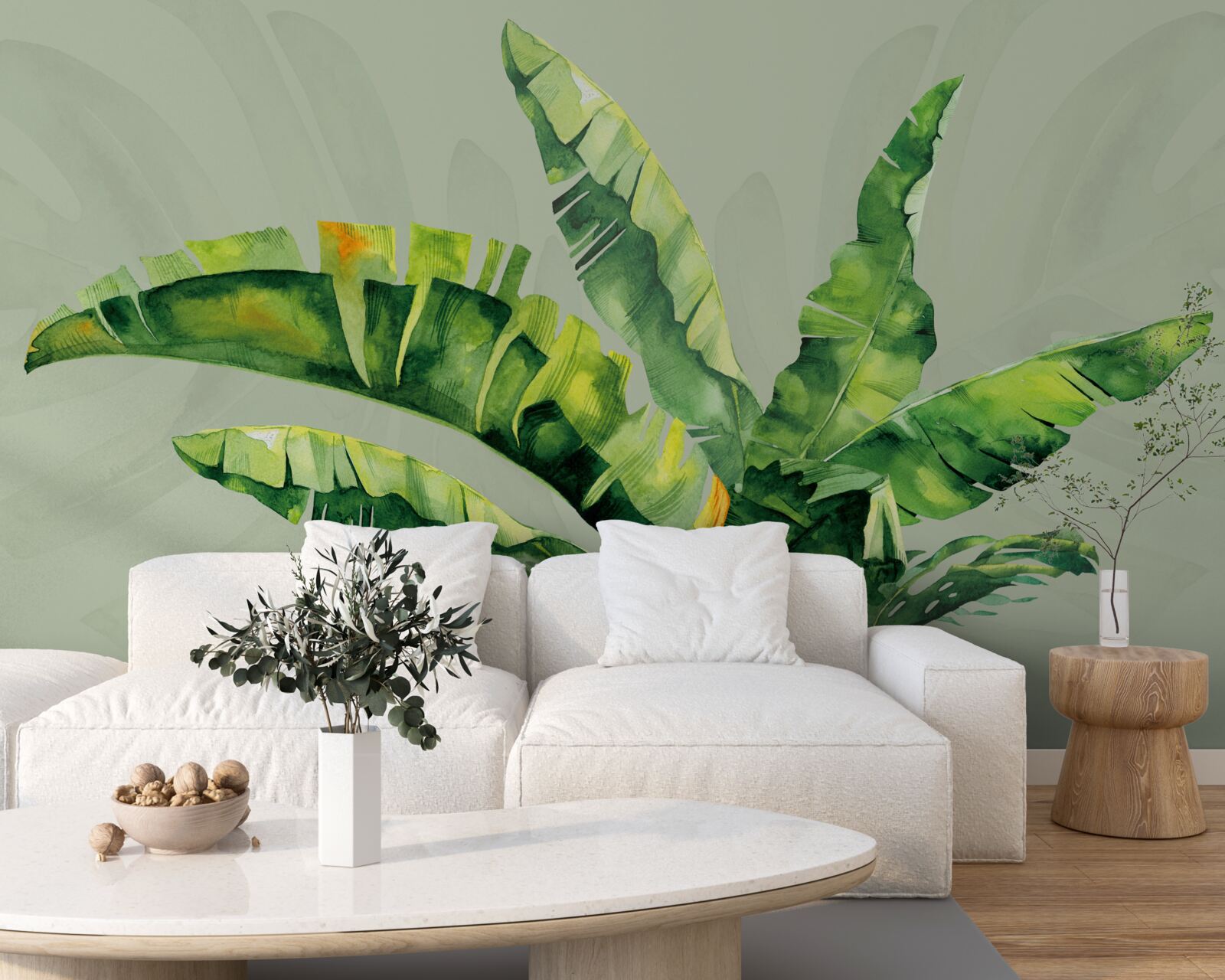 Fotobehang monstera en groene varen