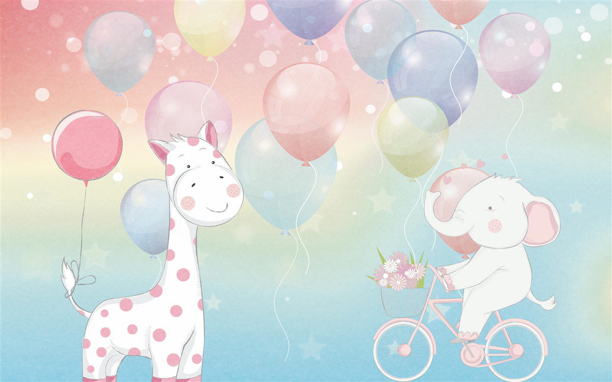 Fotobehang olifant nadert giraffe