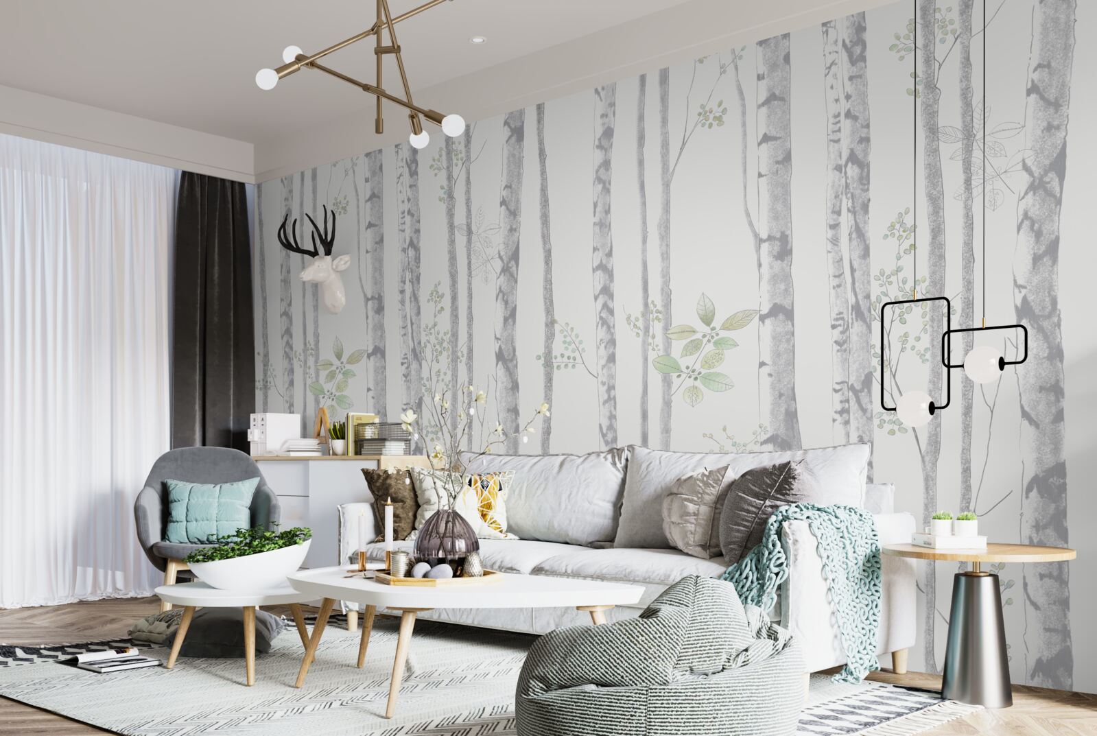 Fotobehang dunne berken