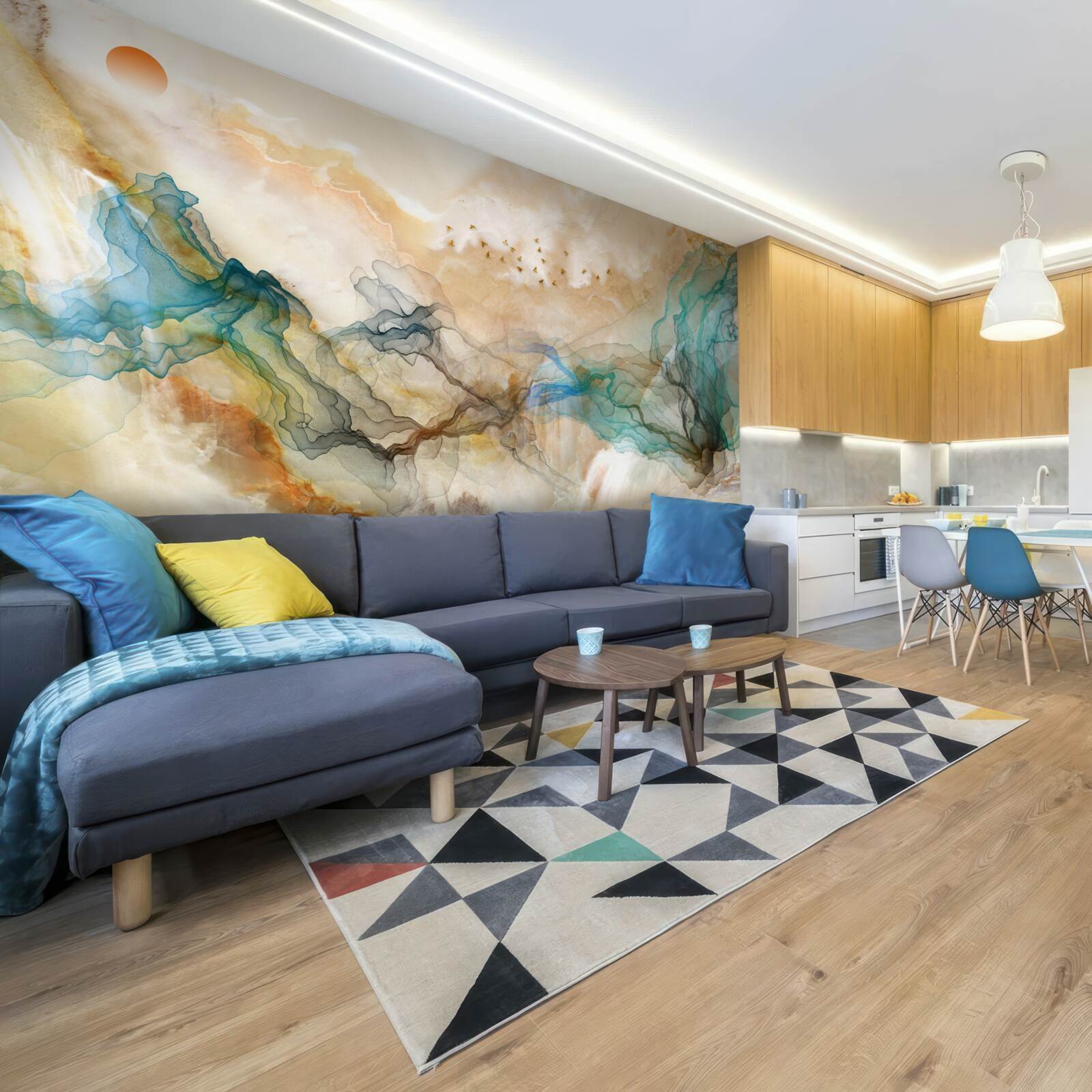 Fotobehang Japans landschap in een abstracte stijl