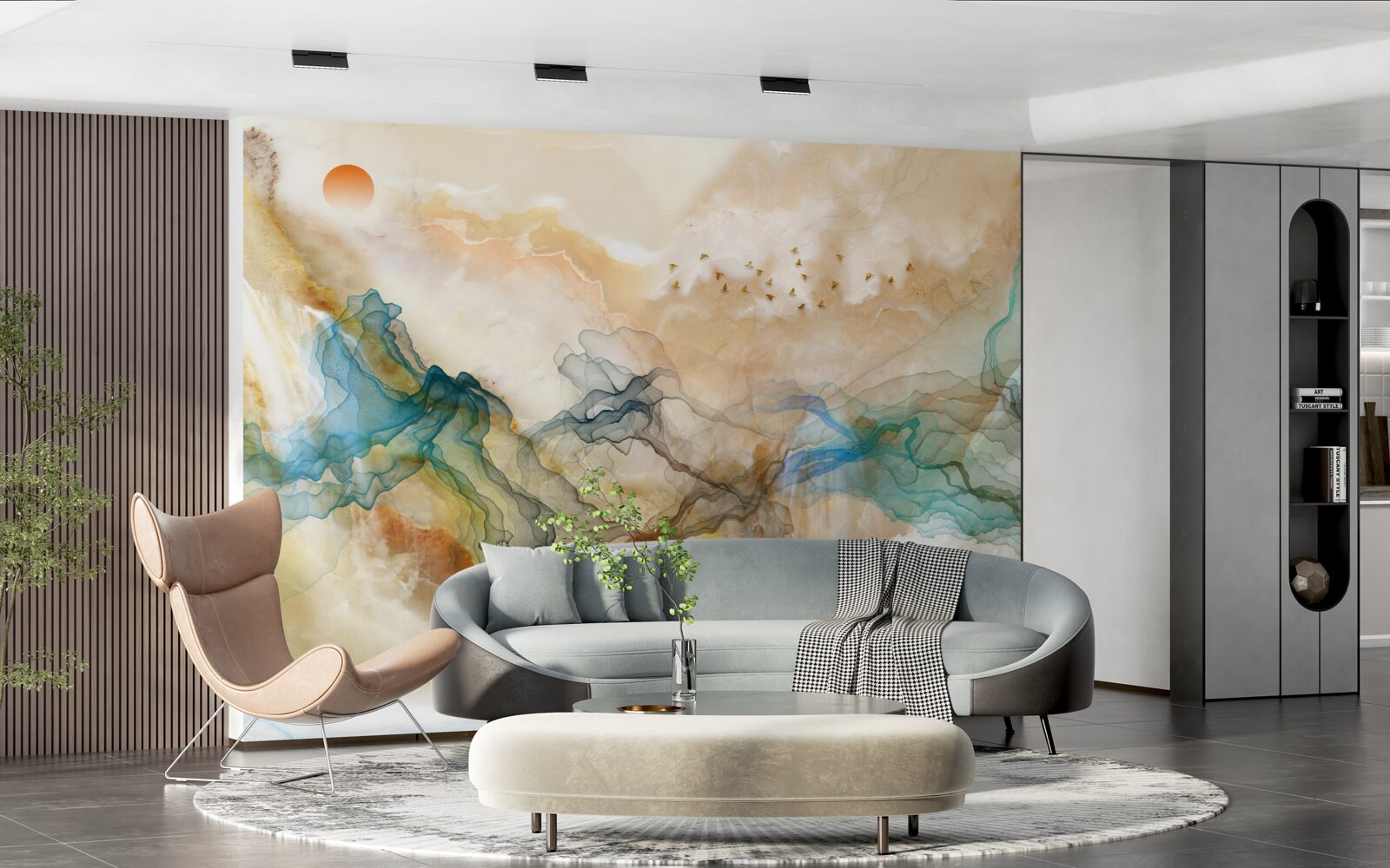 Fotobehang Japans landschap in een abstracte stijl