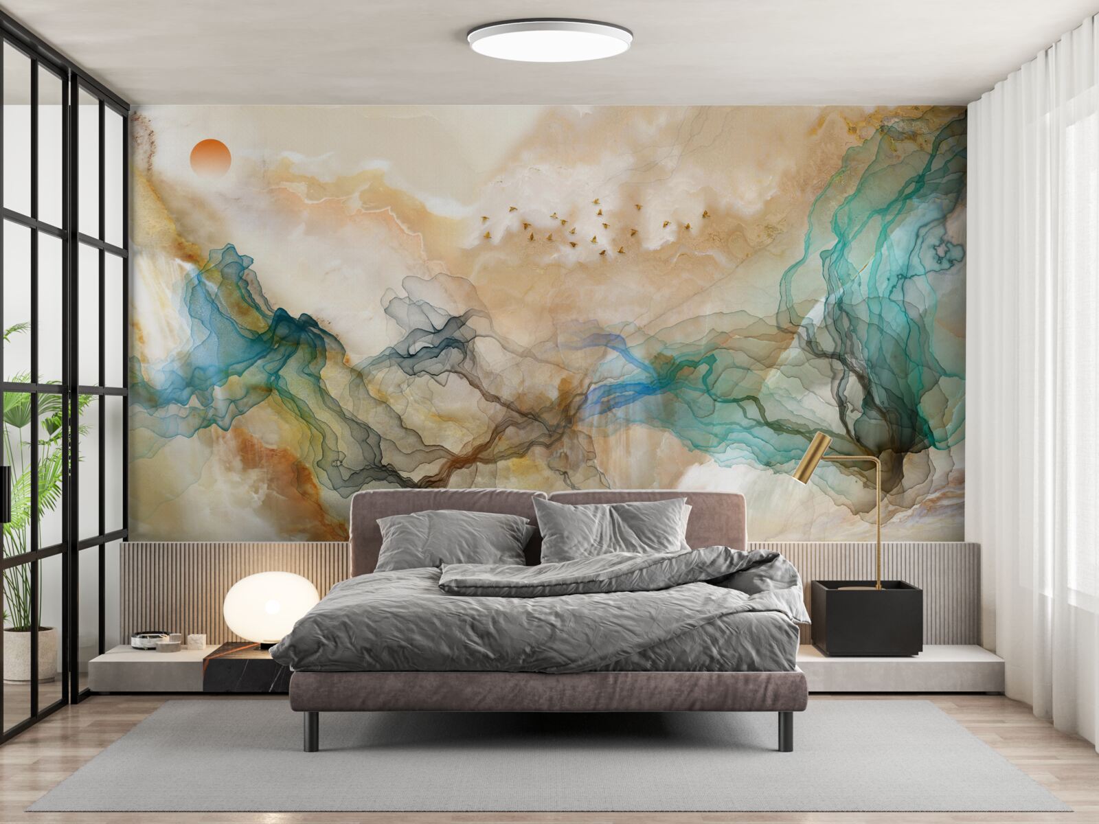 Fotobehang Japans landschap in een abstracte stijl