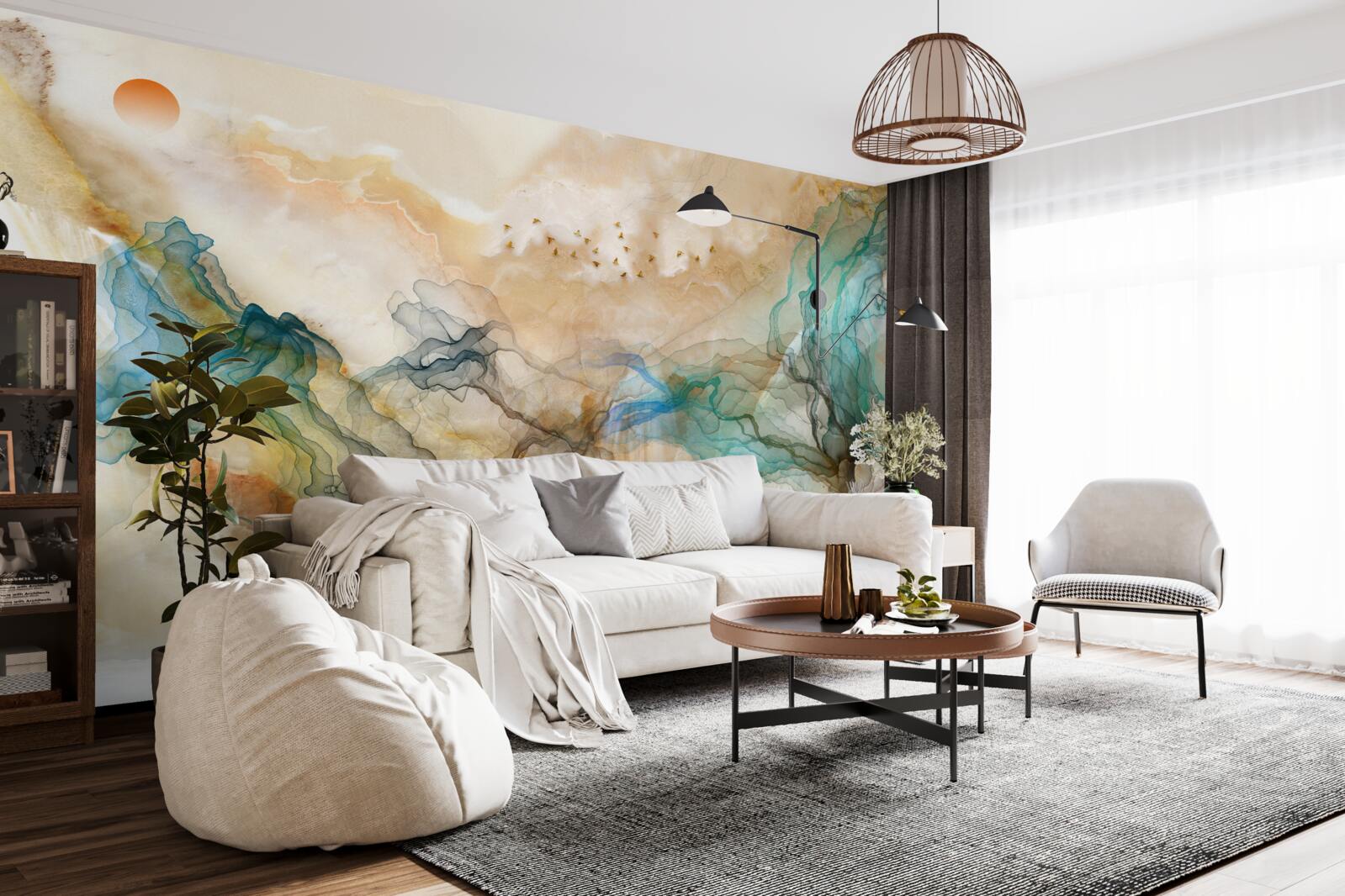 Fotobehang Japans landschap in een abstracte stijl