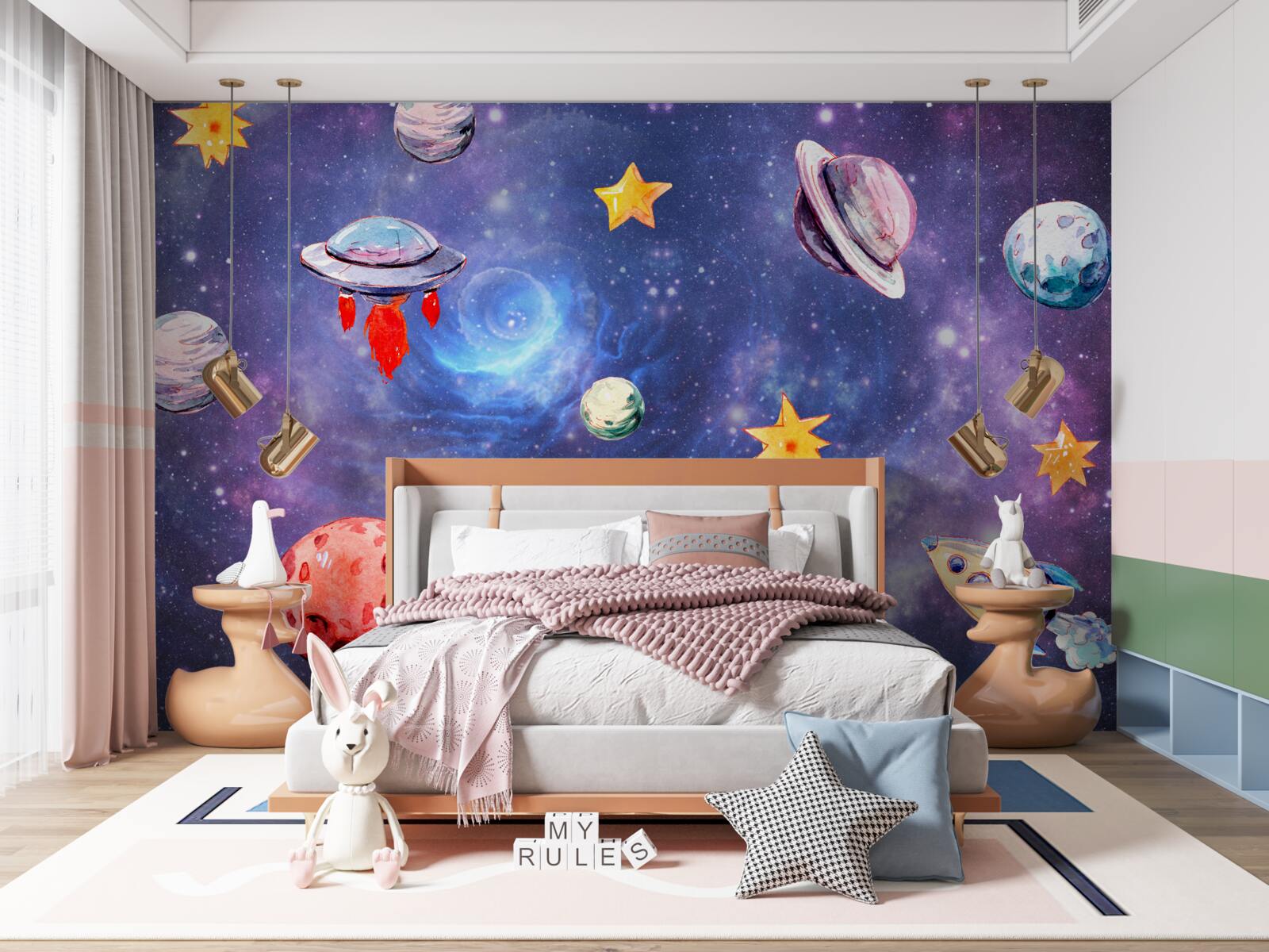 Fotobehang bewoners van de ruimte en hemellichamen