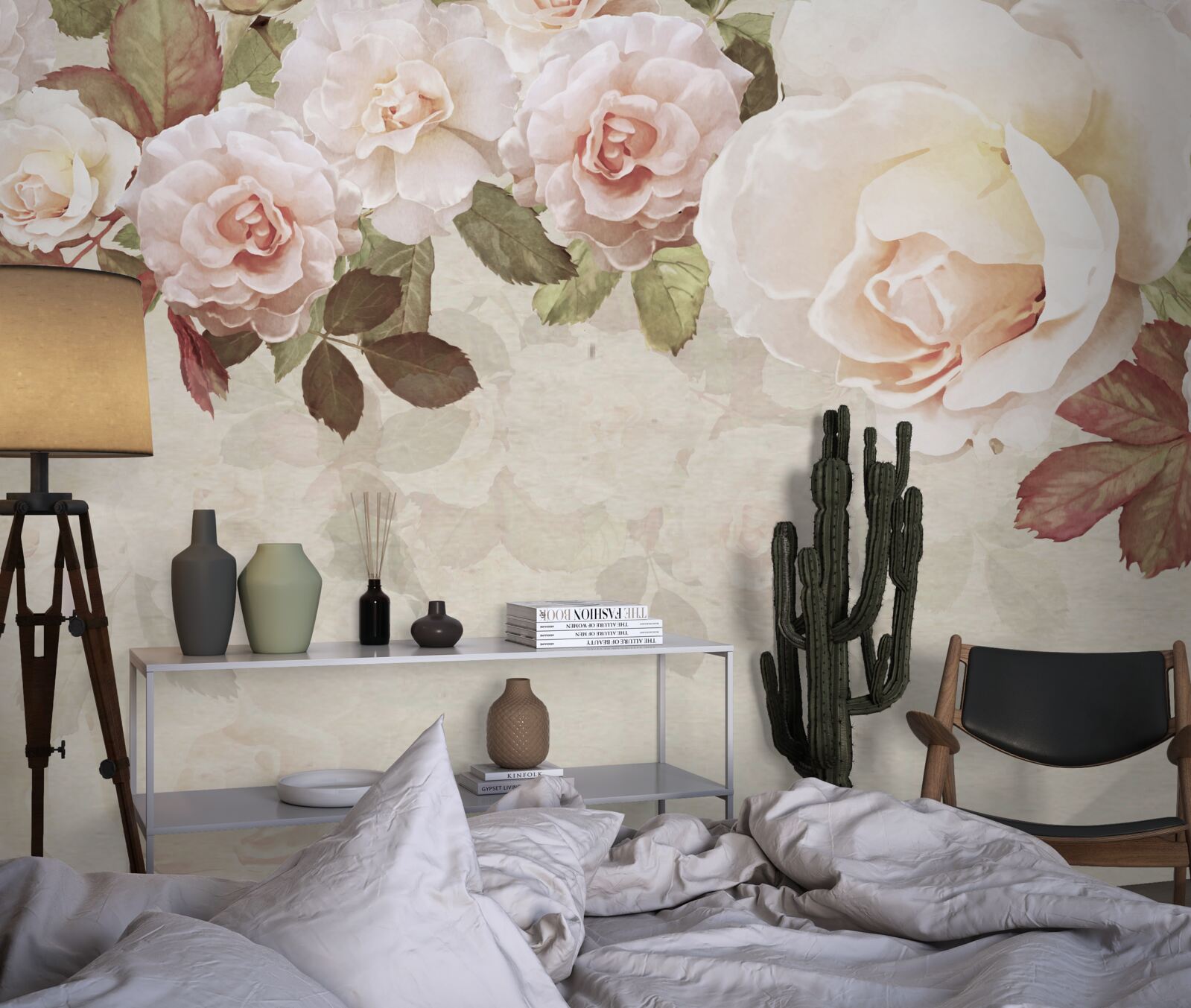 Fotobehang delicate roze knoppen gemaakt met aquarel