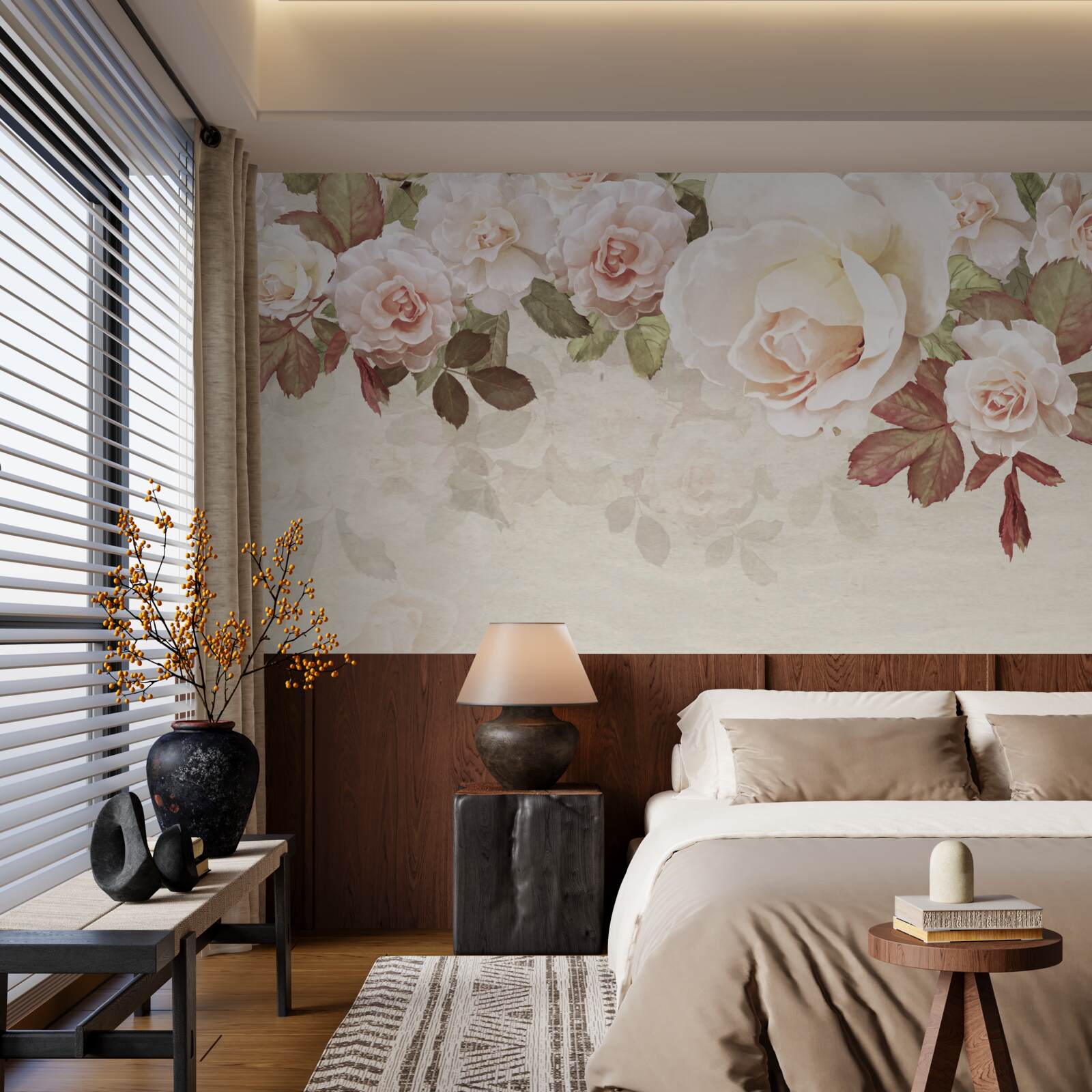 Fotobehang delicate roze knoppen gemaakt met aquarel