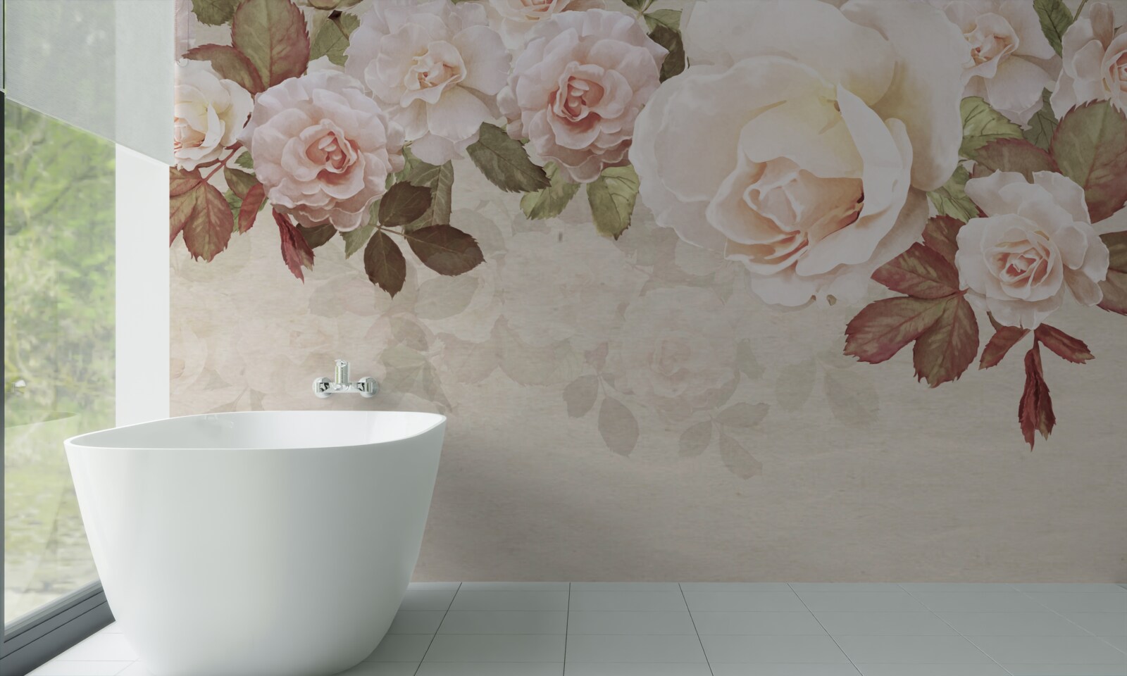 Fotobehang delicate roze knoppen gemaakt met aquarel