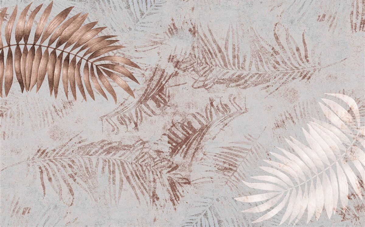 Fotobehang bruin-witte varen